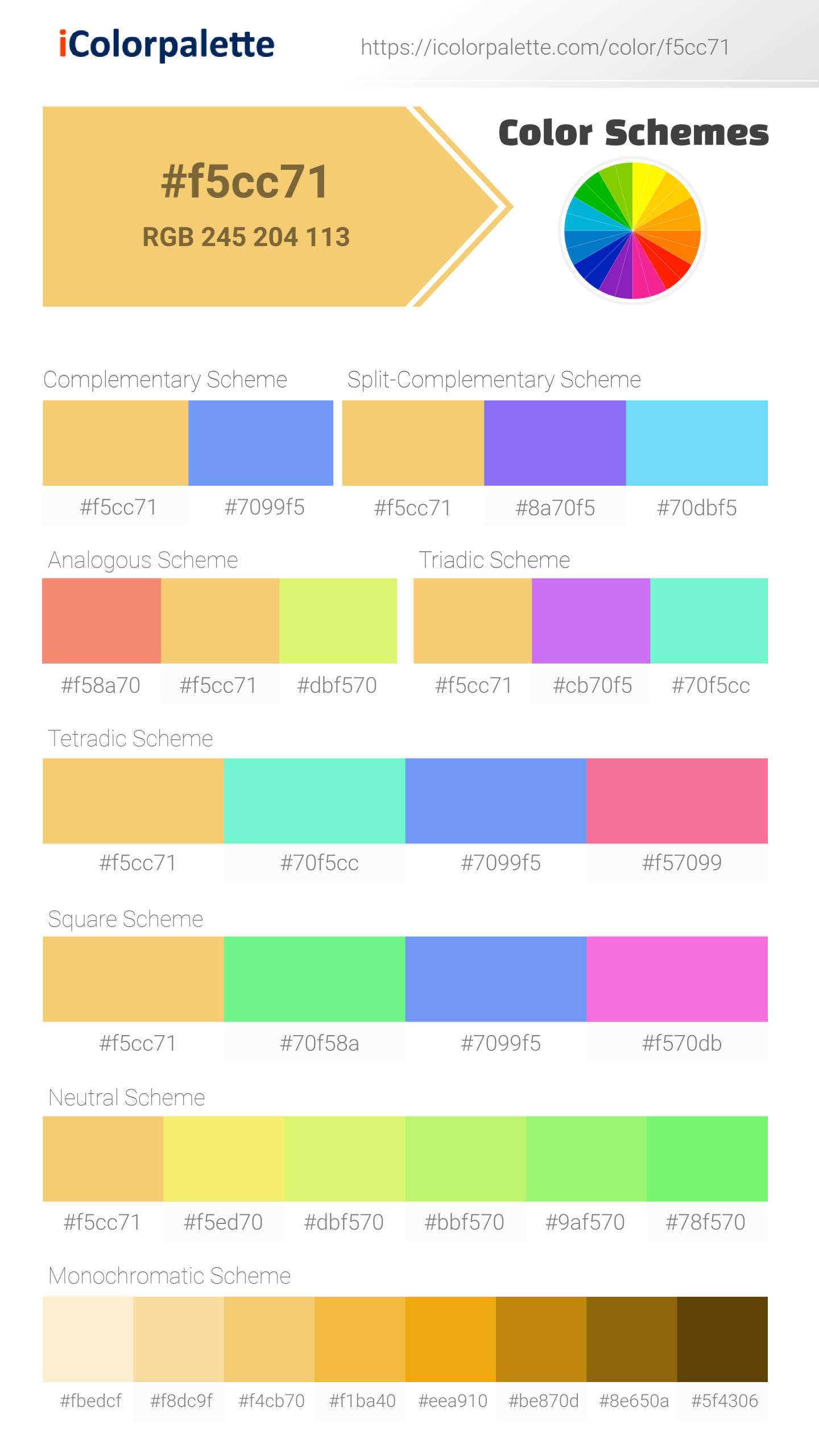Hex Color #f5cc71 | Printing Match PANTONE 14-0851 TPG | Color ...