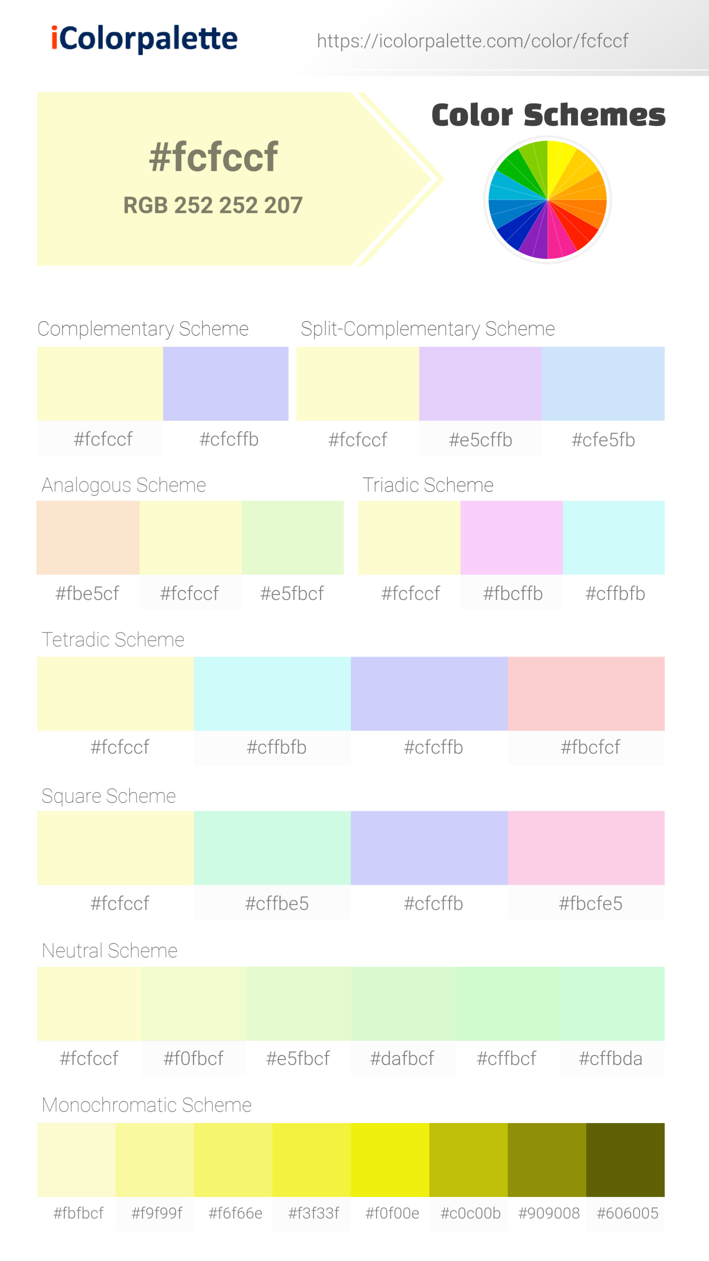 Morrow White Color | fcfccf information | Color conversion CMYK | Hsl ...