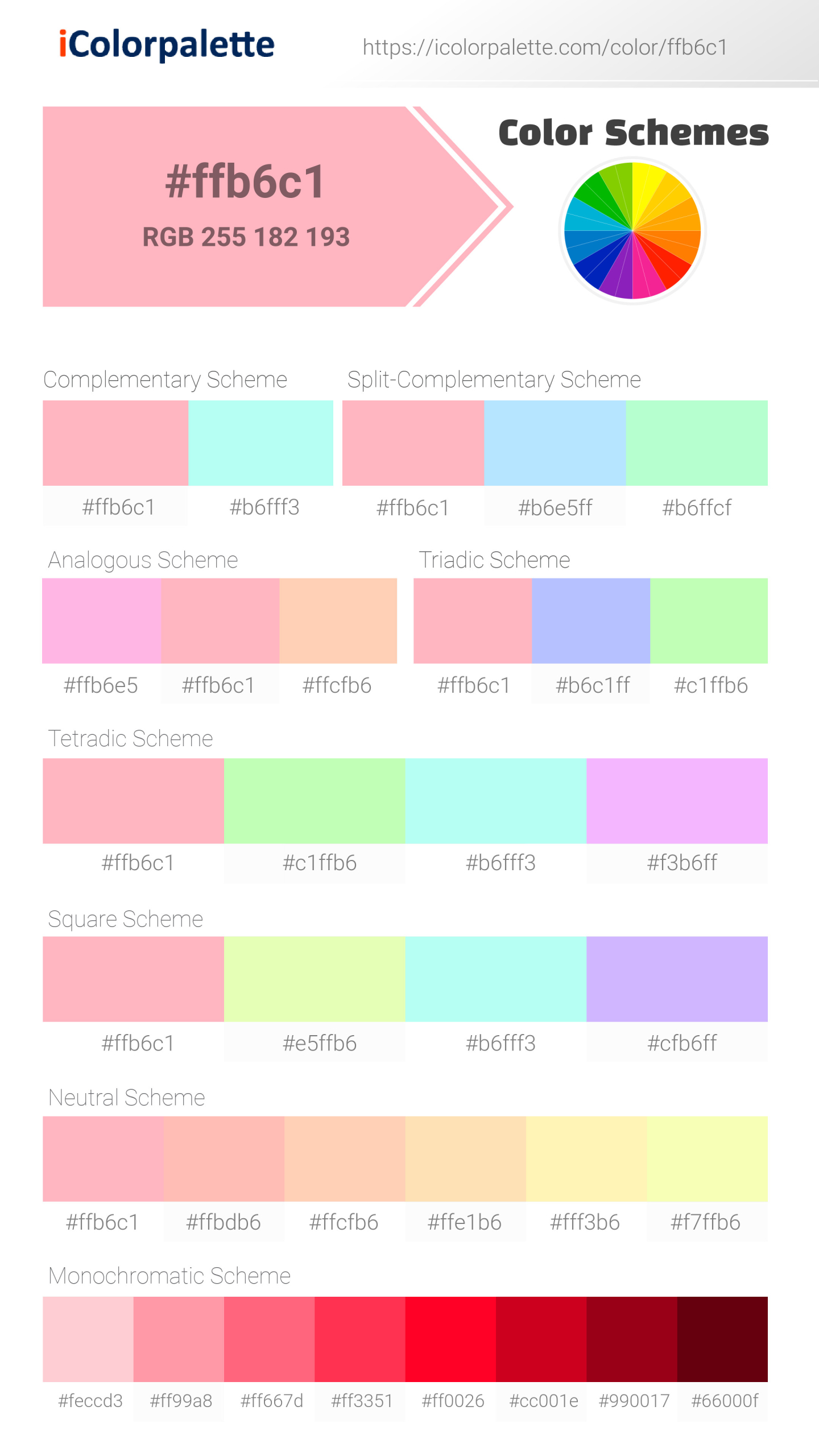 Light Pink Color ffb6c1 information Hsl Rgb Pantone