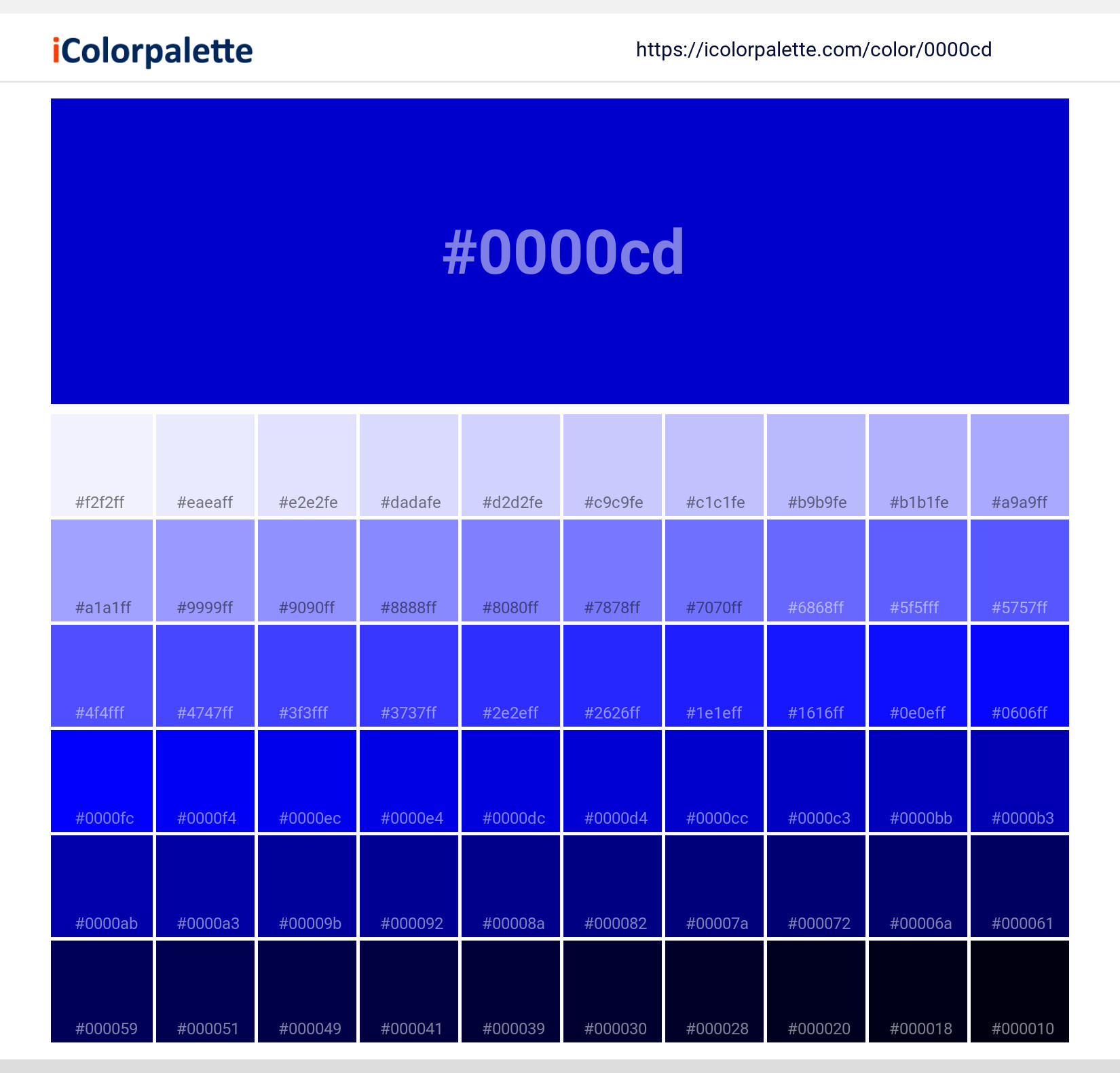 Medium Blue Color 0000cd information Hsl Rgb Pantone