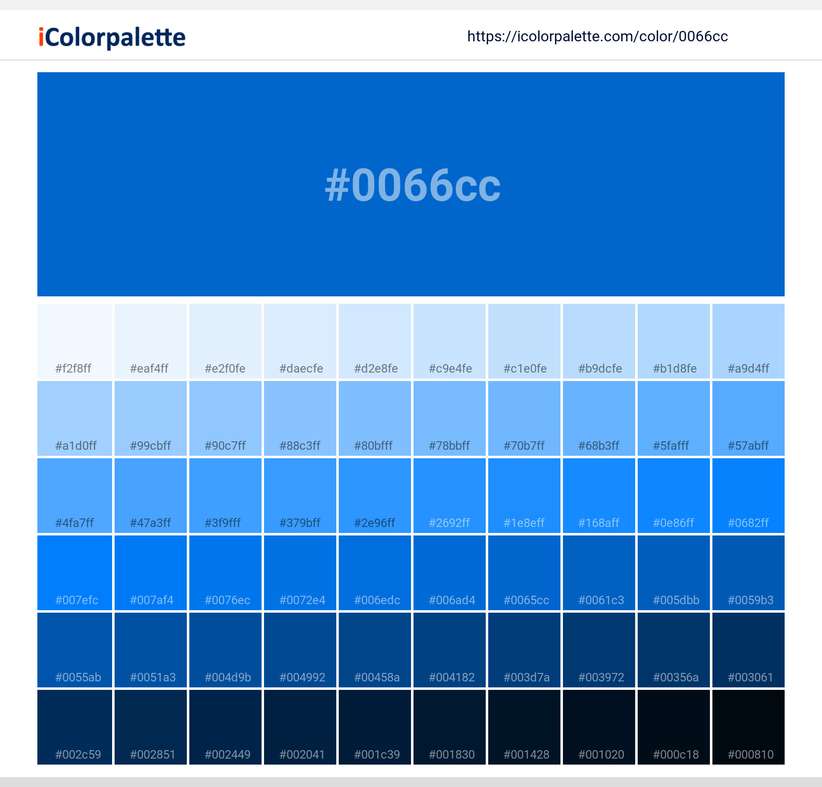 Dark Blue Color Chart