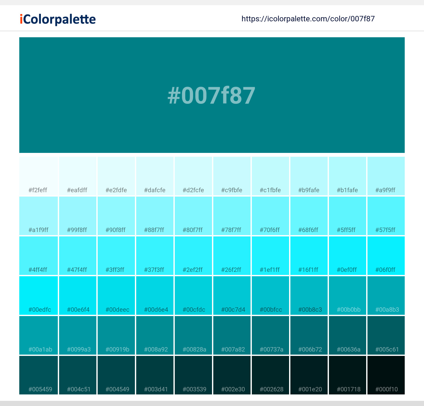 Go Alpha Color 007f87 information Hsl Rgb Pantone