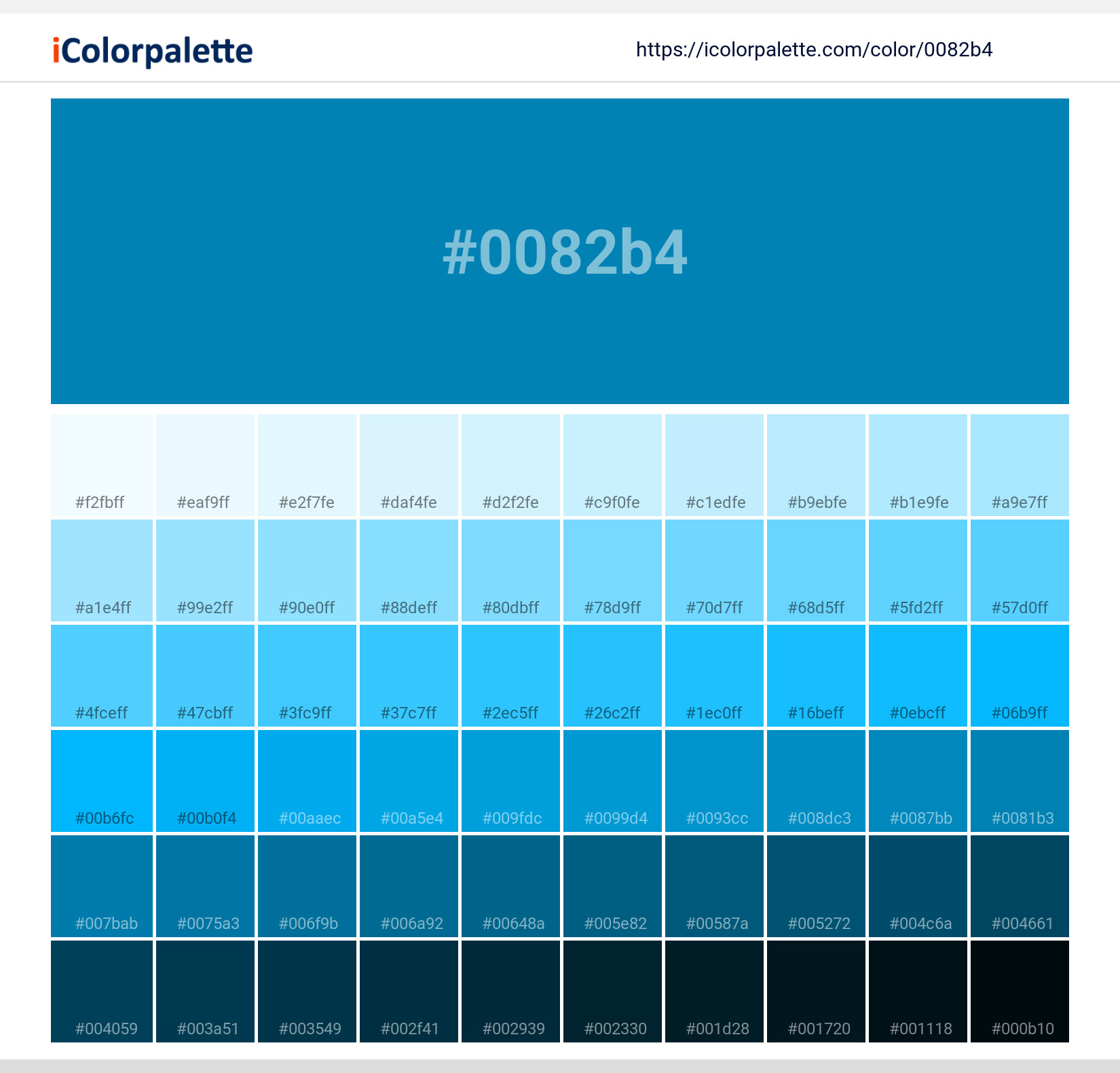 Hex Color Code 0082b4 Pantone 18 4330 Tpx Swedish Blue Color Shades Image