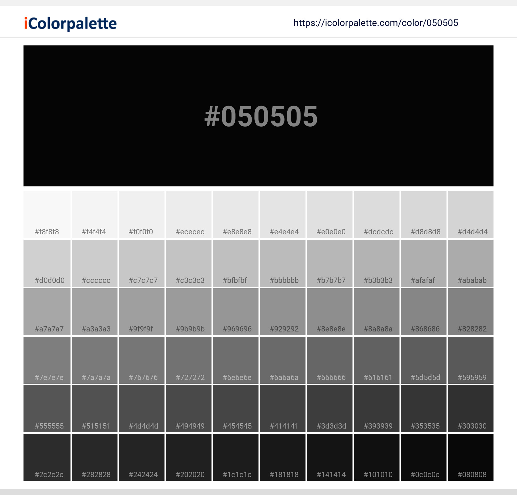 Black Metal ( similar ) Color | 050505 information | Hsl | Rgb | Pantone