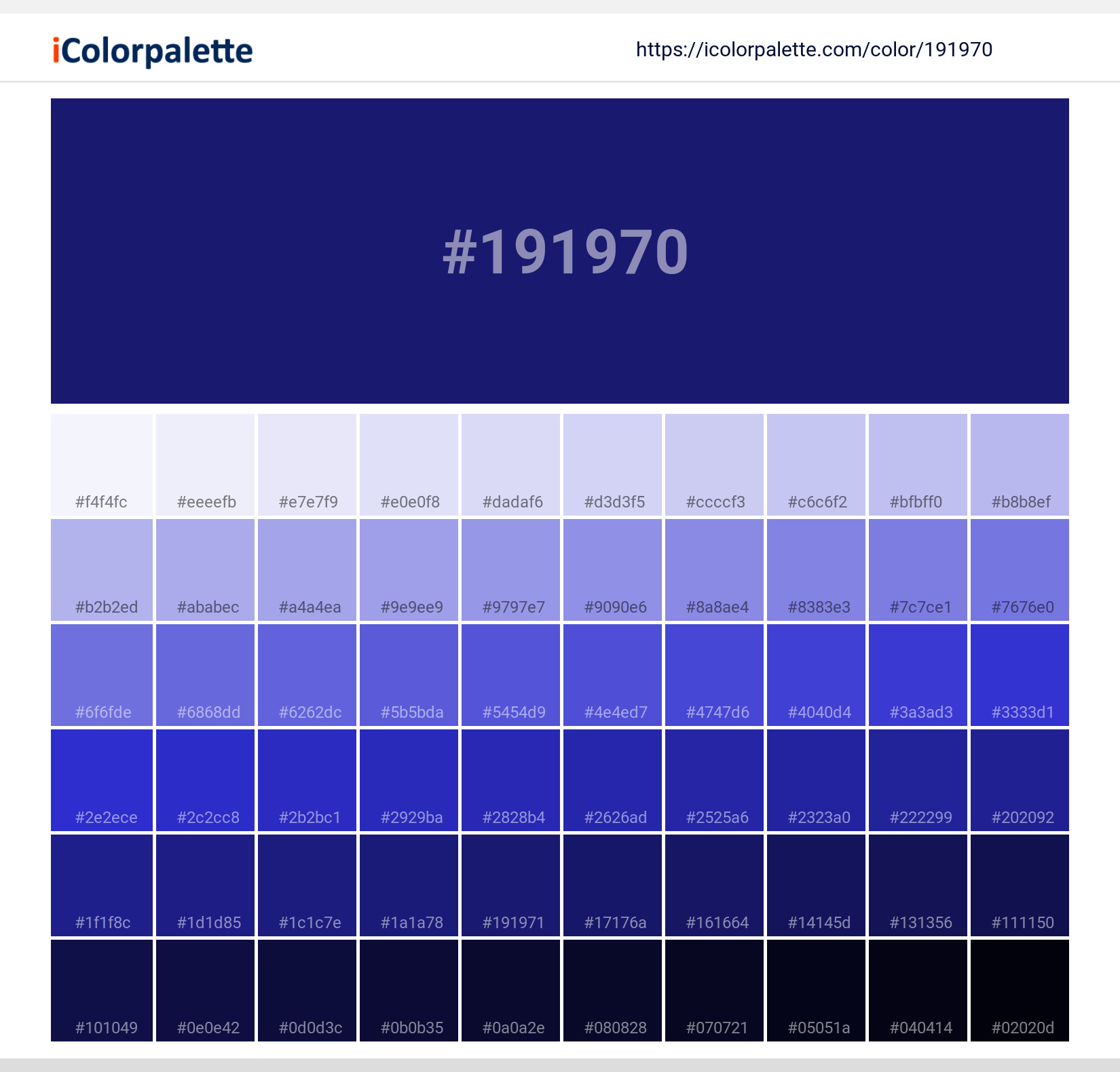 Midnight Blue Color 191970 Information Hsl Rgb Pantone