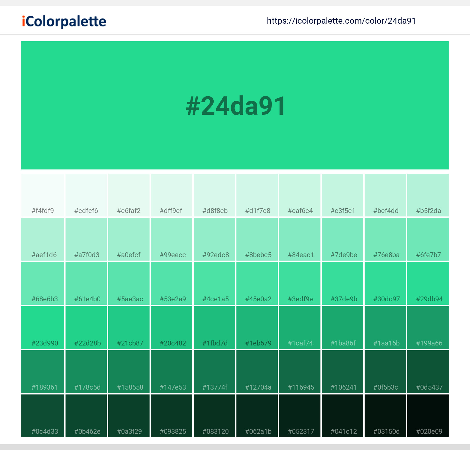 24 Shades of Green Color Palette –