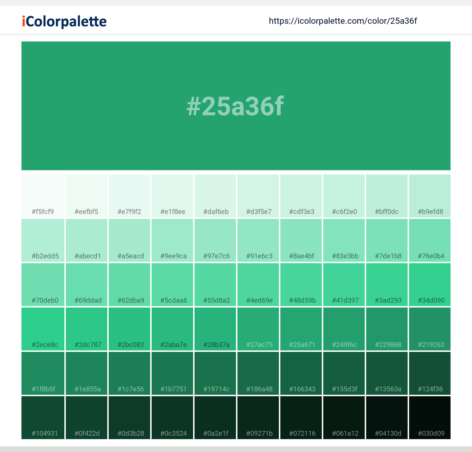 Teal Green Color 25a36f Information Hsl Rgb Pantone