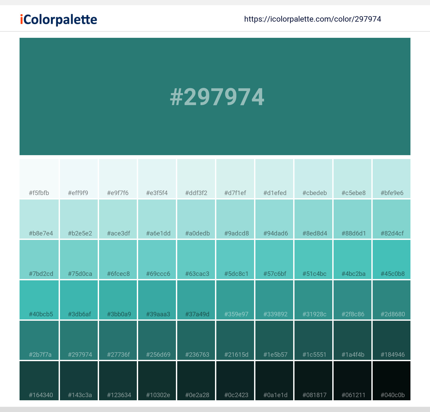 Pantone 8264 C Color | Hex color Code #297974 information | Hsl | Rgb |  Pantone