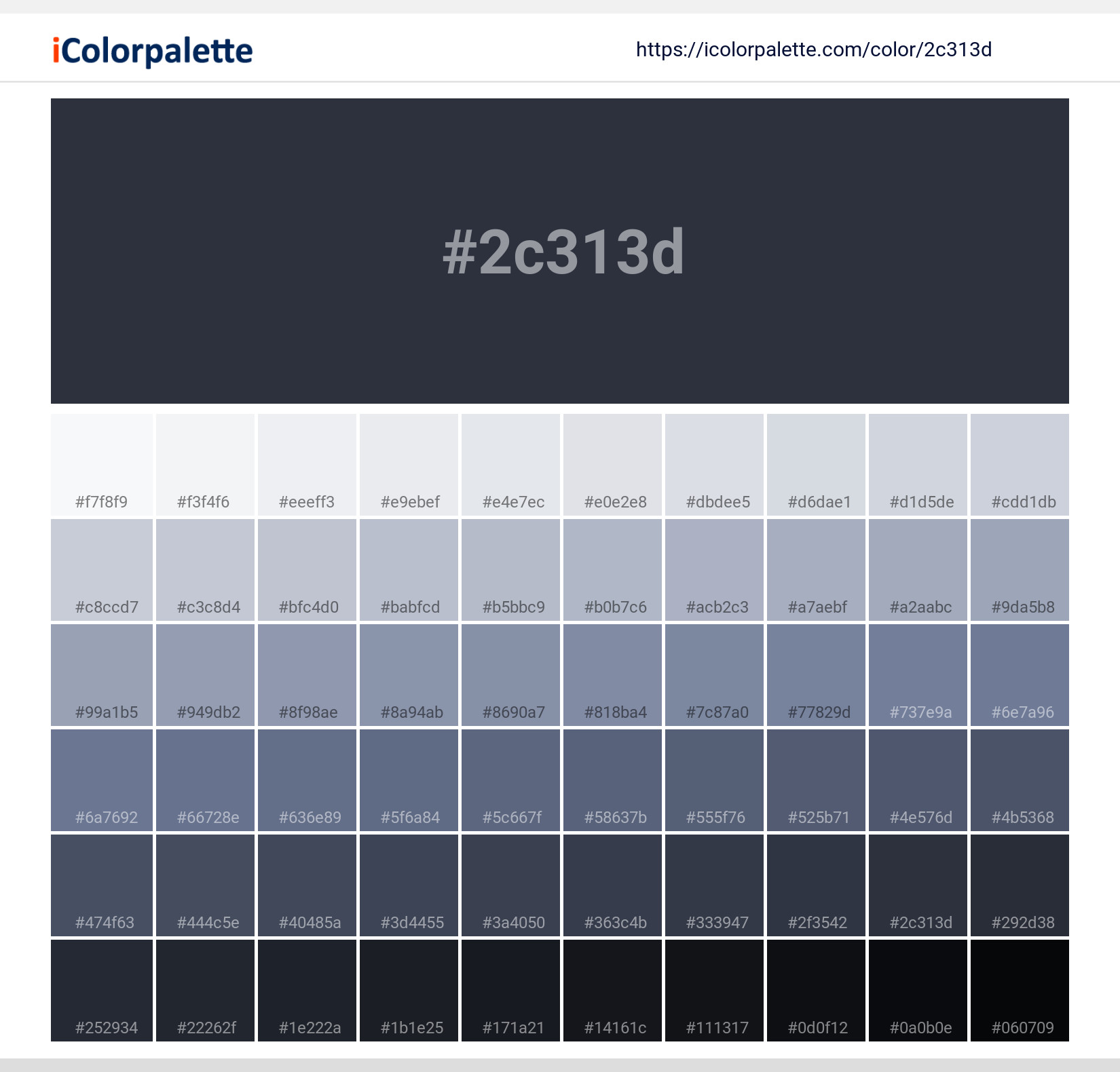 Pantone 194010 Tcx Total Eclipse Color Hex color Code 2C313D