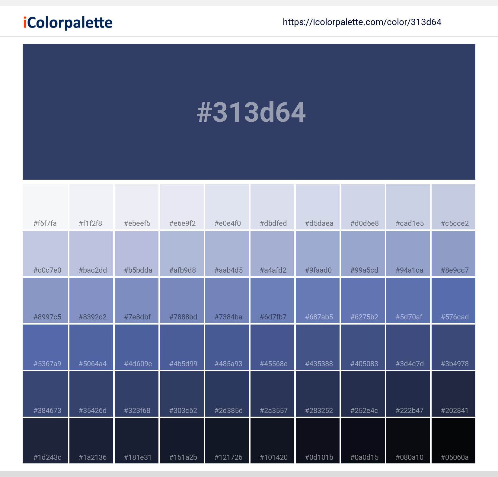 Pantone 193938 Tcx Twilight Blue Color Hex color Code 313d64