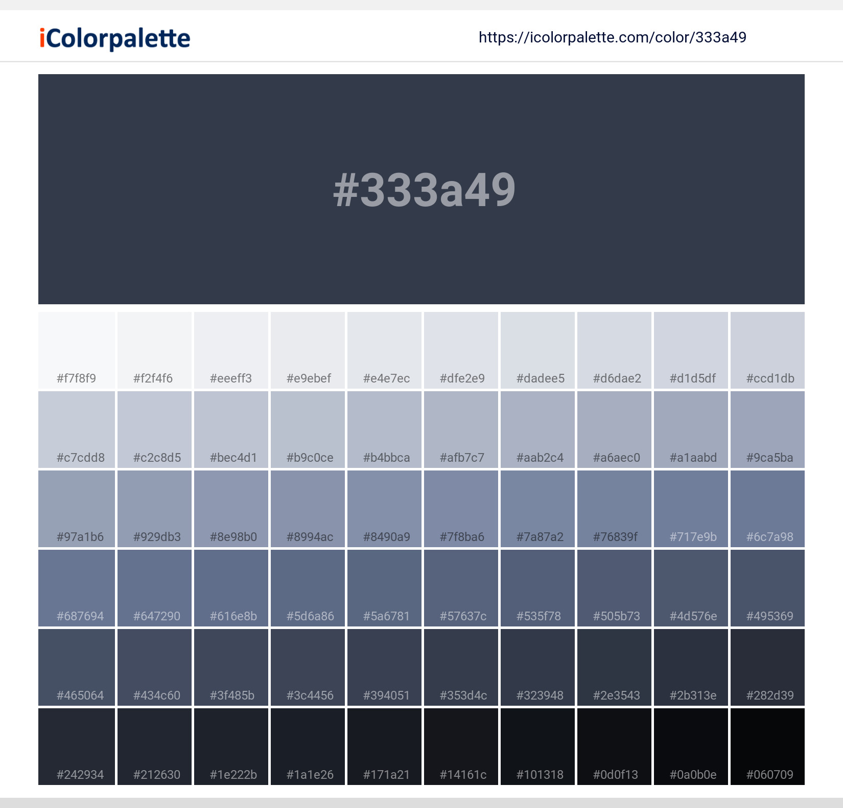 Pantone 8604 C Color | Hex color Code #333A49 information