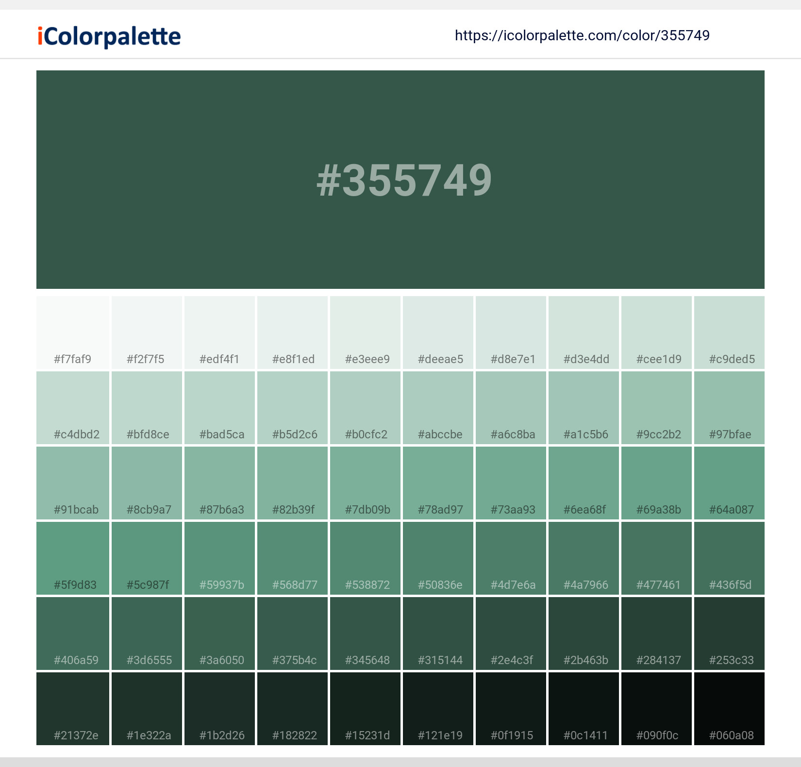 Pantone 19 5511 tpx hunter green color hex color code 355749