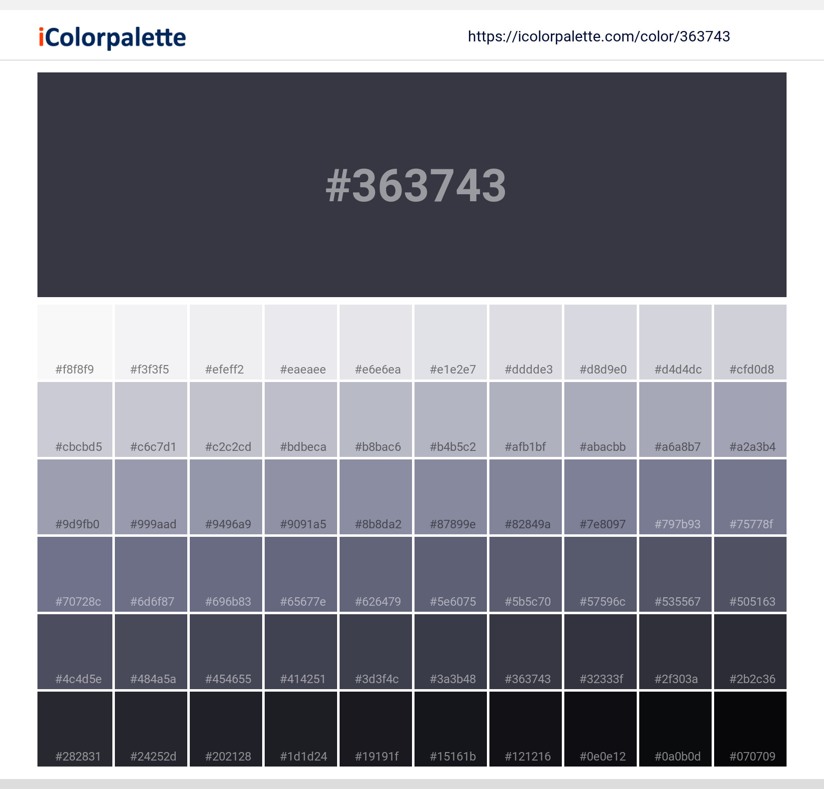 Pantone 19-3924 Tpx Night Sky Color | Hex color Code #363743