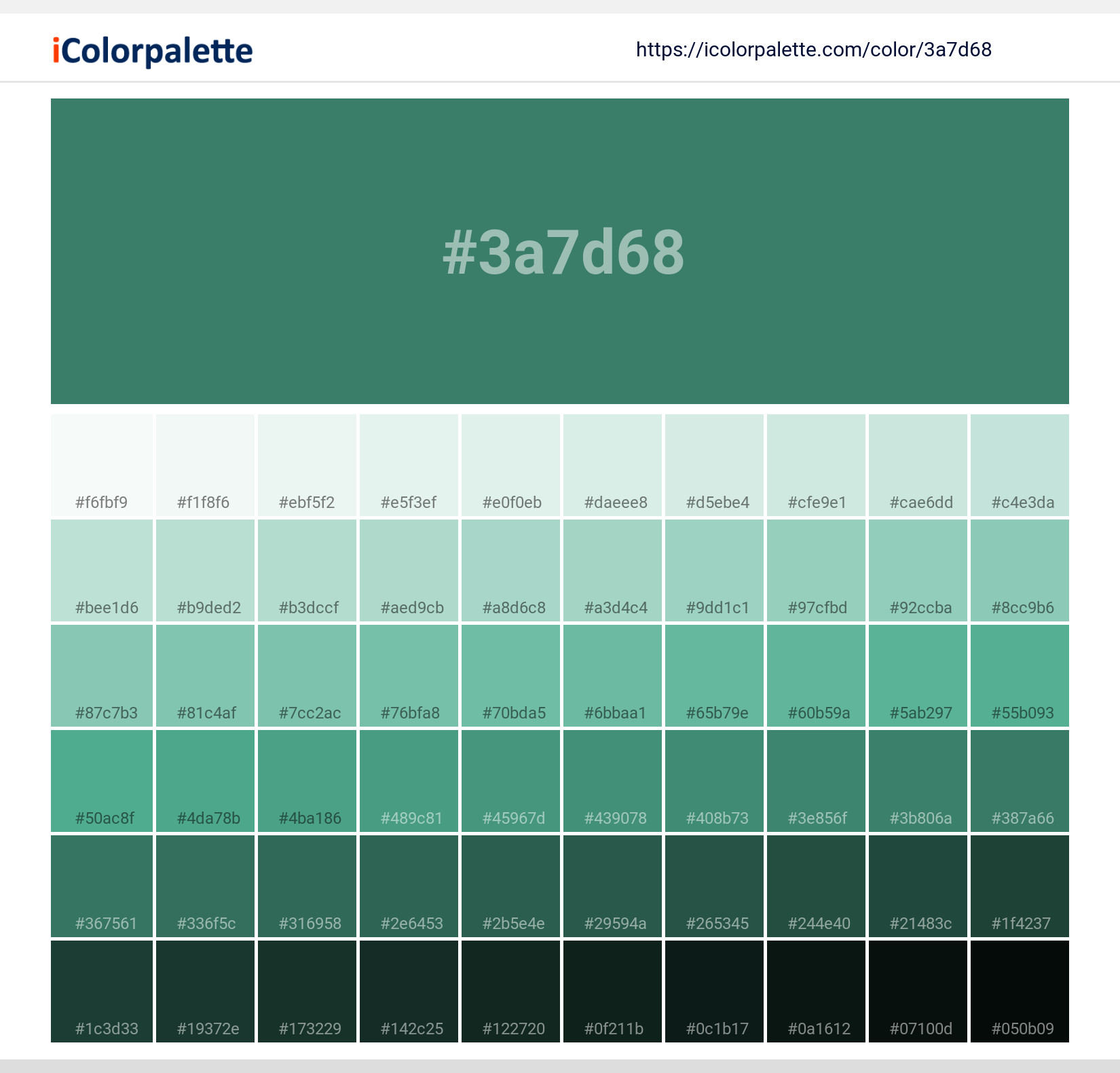 Pantone 2419 U Color | Hex color Code #3A7D68 information | Hsl | Rgb ...