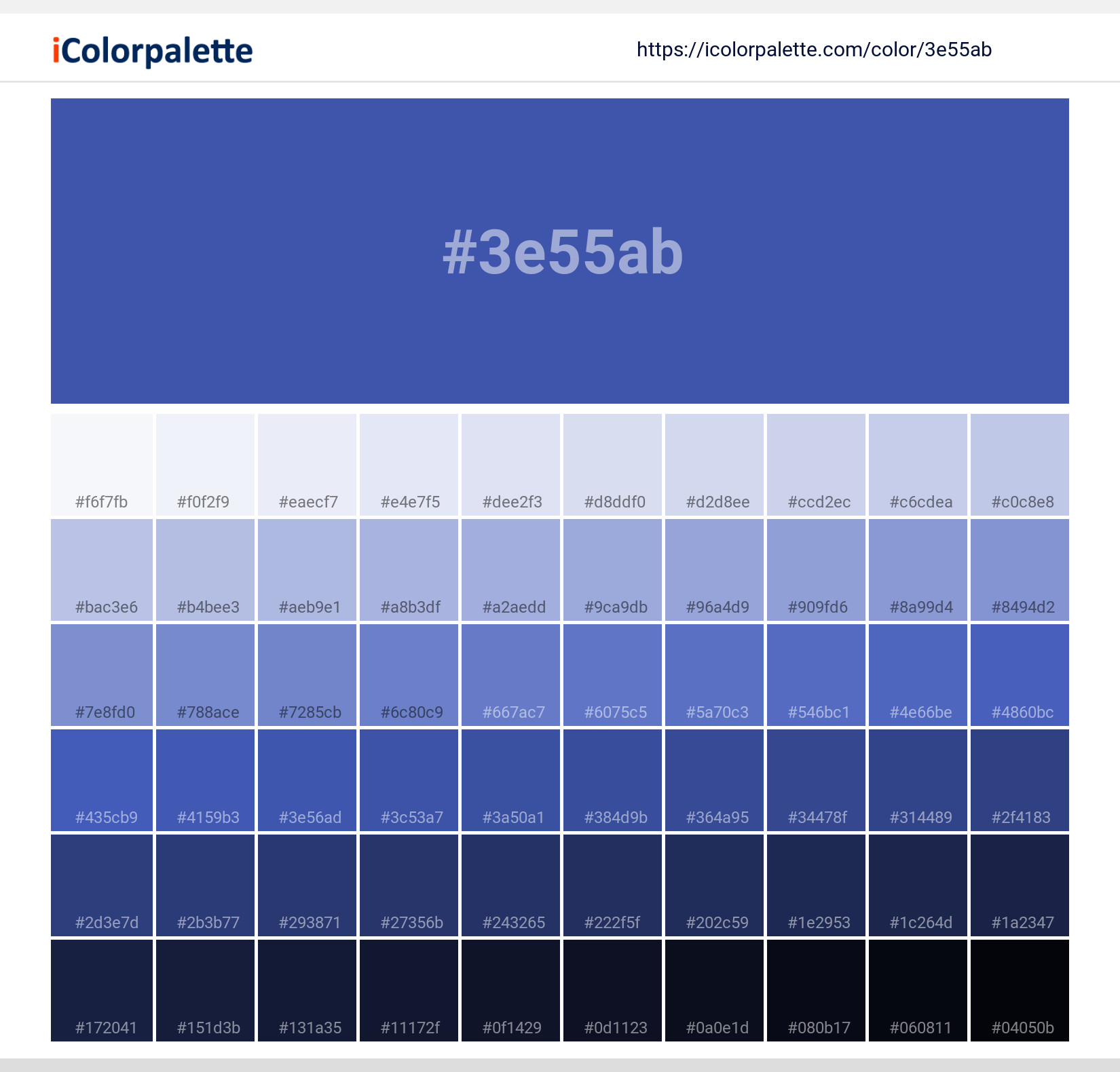 3e55ab Color Shades 