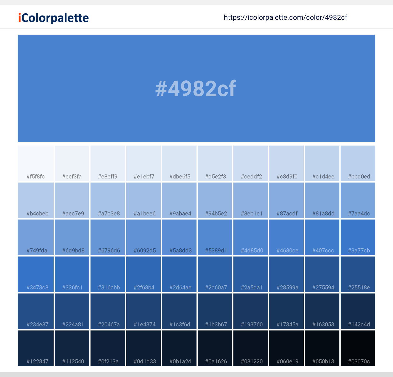 PANTONE 色見本(KIJI) Pantone 285 U Color | Hex color Code #4982CF information