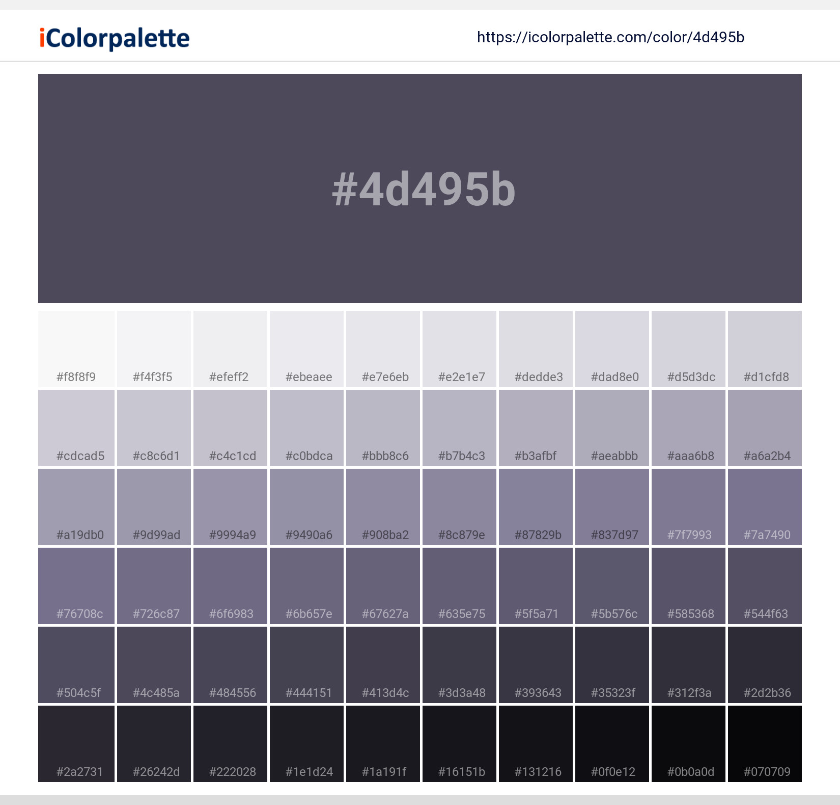 Pantone 19-3915 Tcx Graystone Color | Hex color Code #4d495b