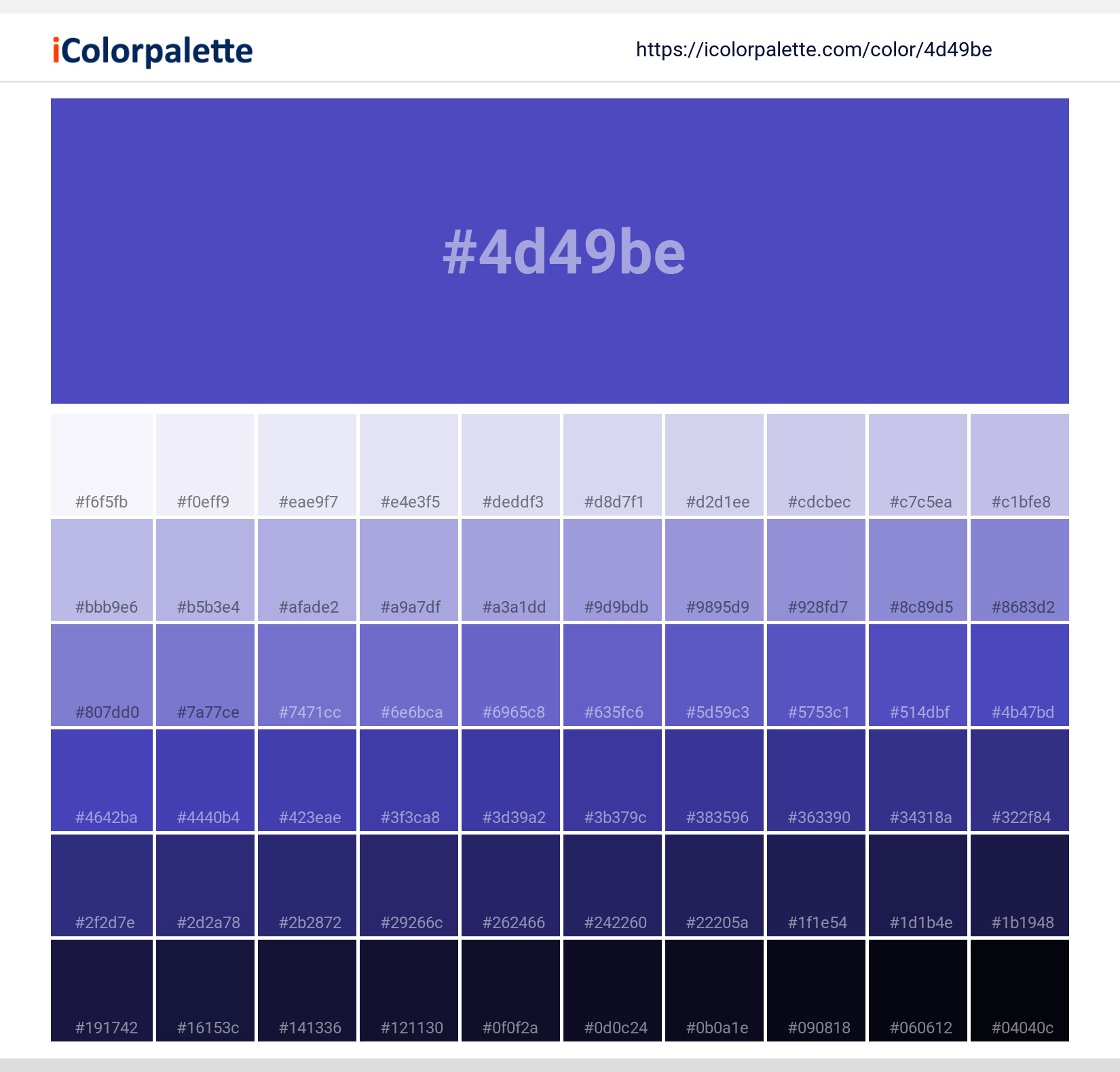 Pantone 2368 C Color | Hex color Code #4D49BE information | Hsl | Rgb ...