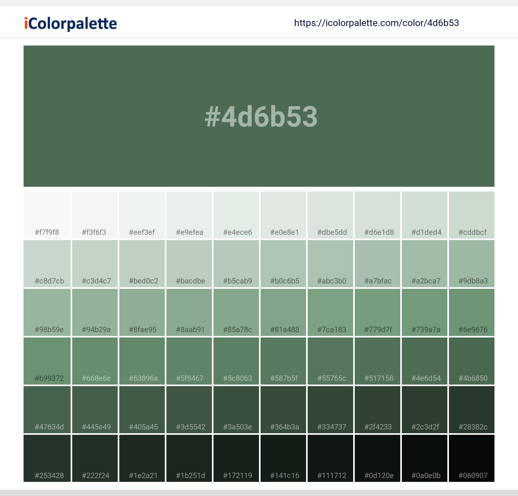 Hex Color Code 4d6b53 Medium Grey Green Color Information Hsl