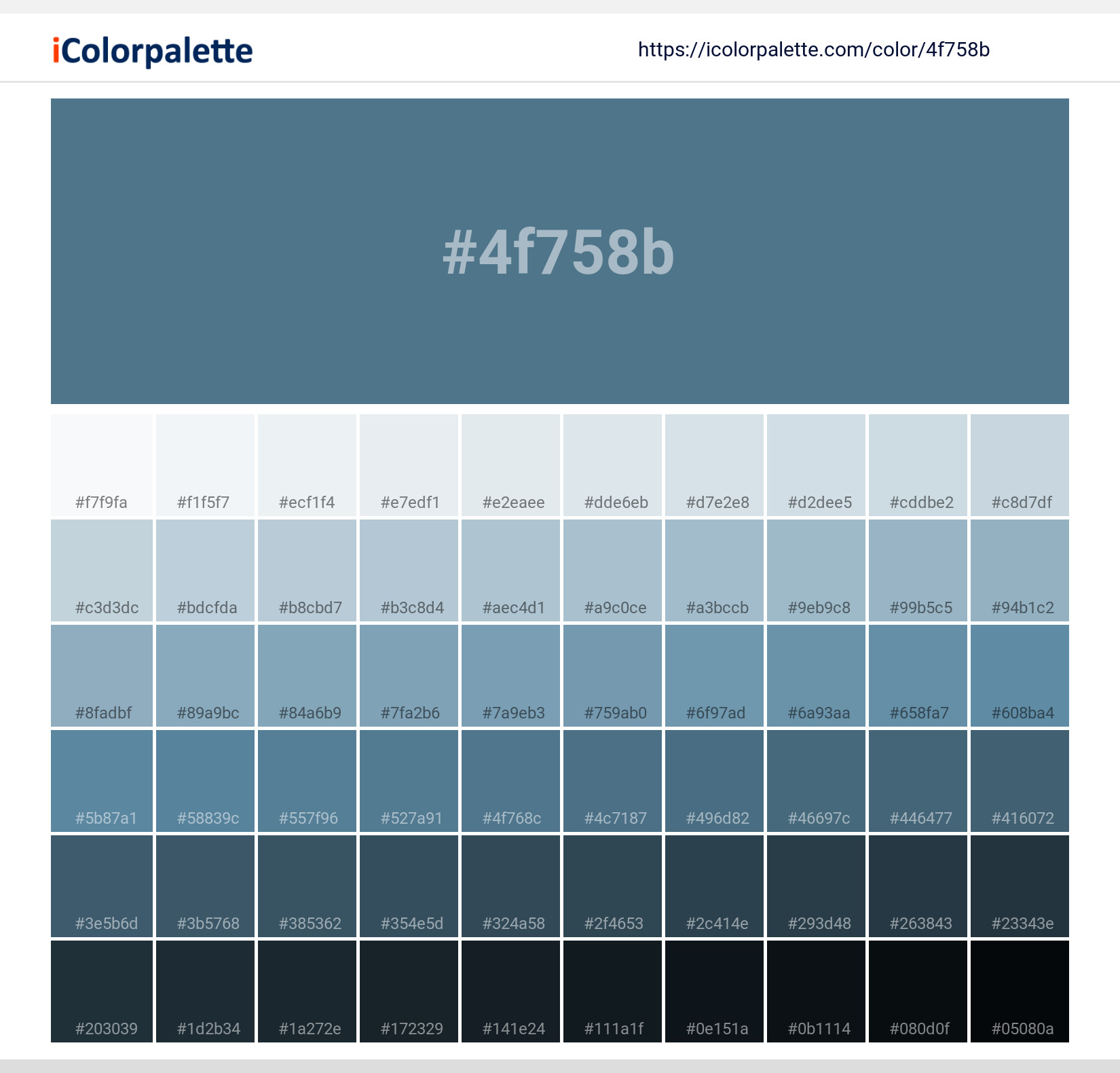 Pantone 5405 C Color | Hex color Code #4F758B information | Hsl | Rgb ...