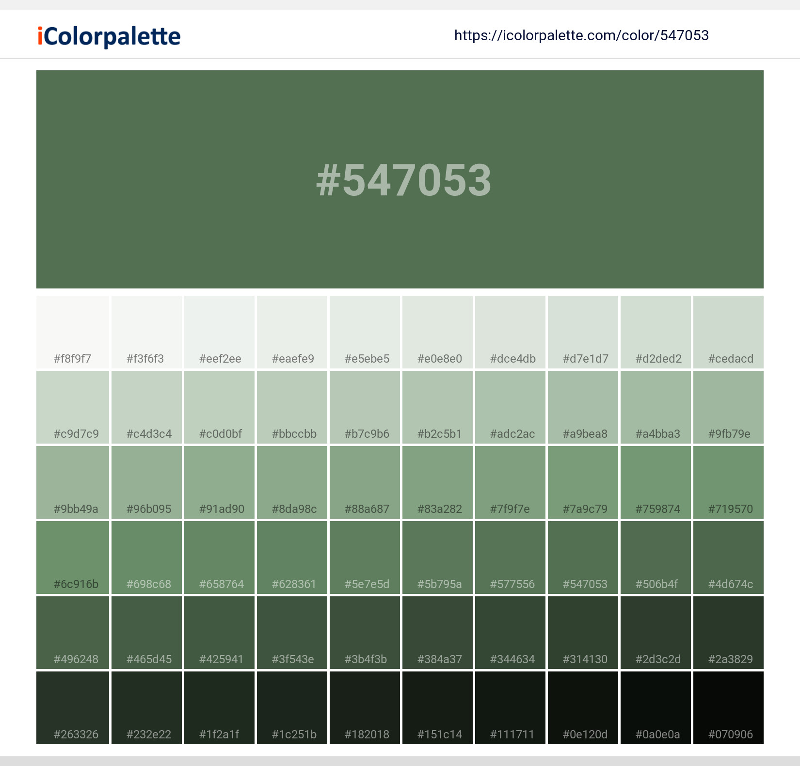 Pantone 18-0121 Tcx Elm Green Color, Hex color Code #547053 information, Hsl, Rgb