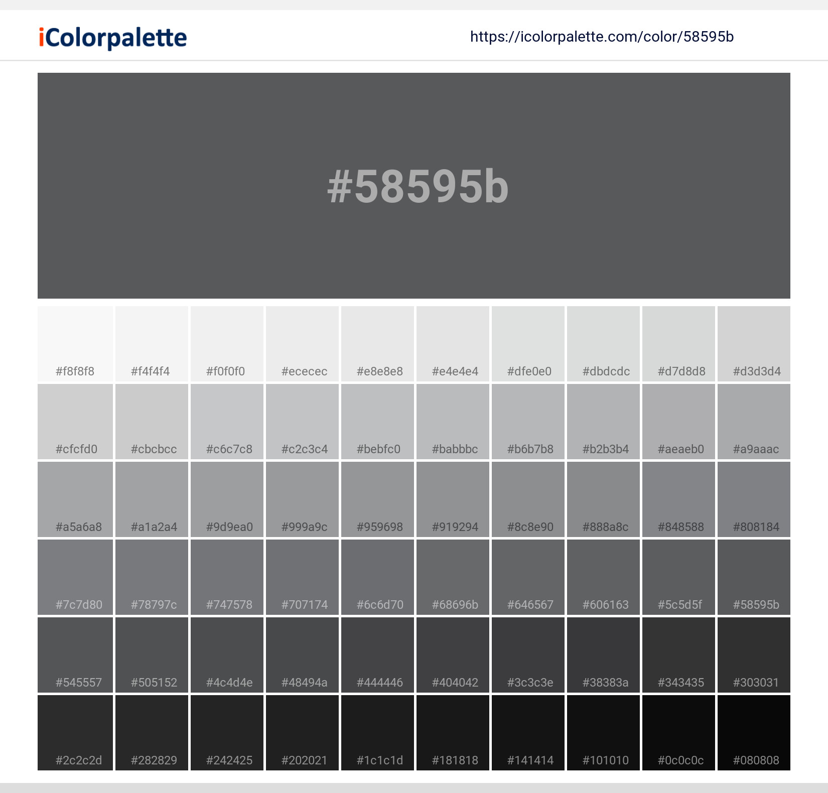 Zombie (similar) Color | 58595b information | Hsl | Rgb