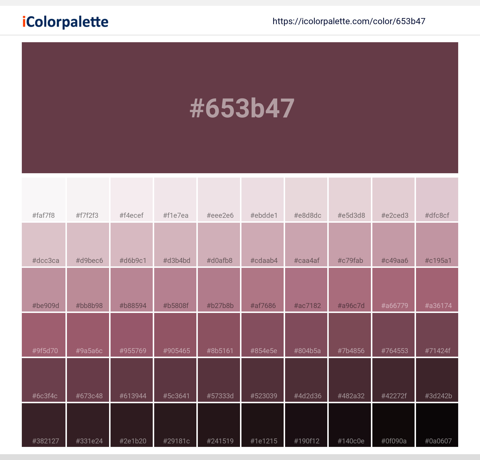Hex Color Code 653b47 Pantone 19 1617 Tpx Burgundy Color Information Hsl Rgb Pantone