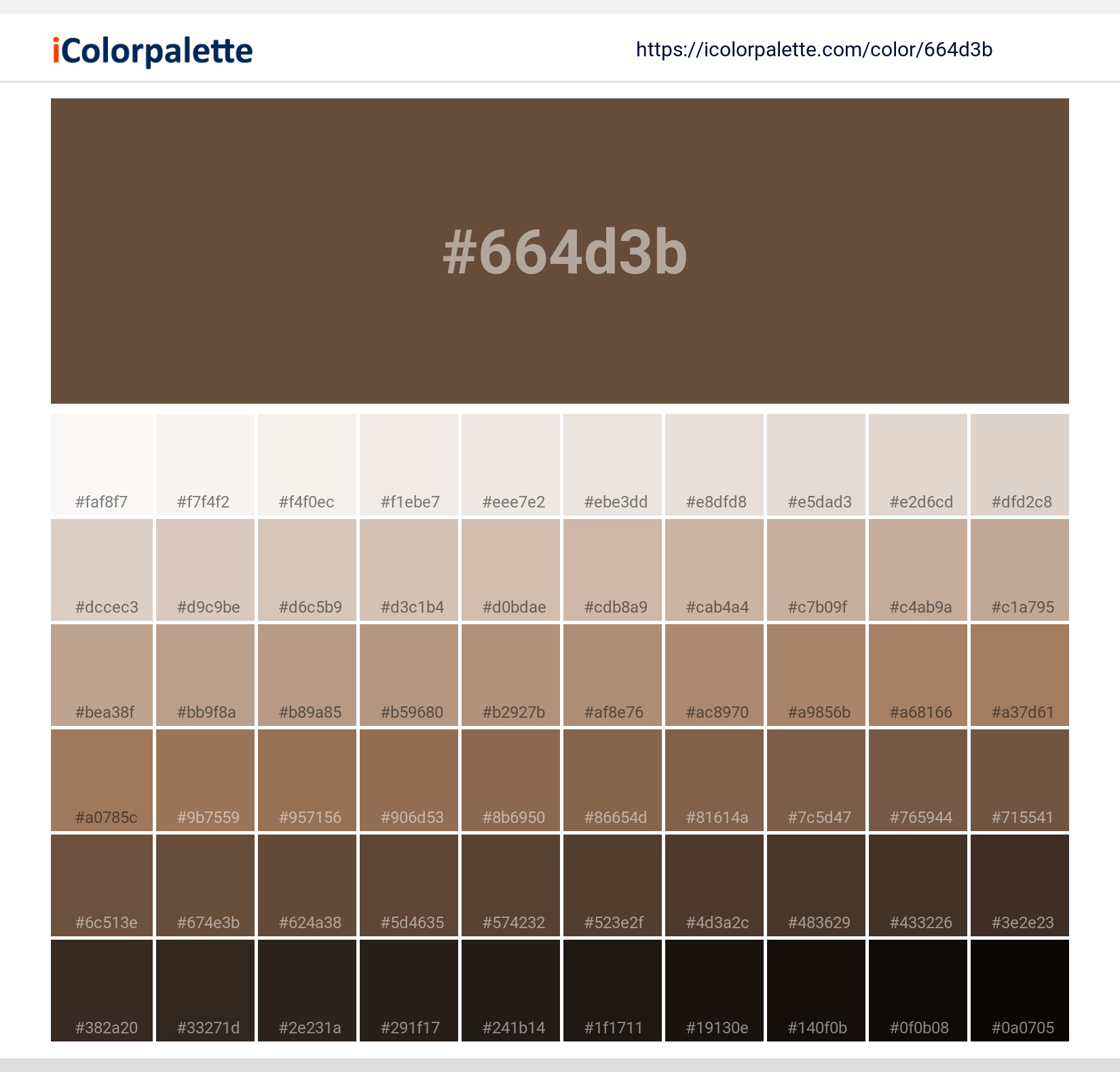 COLOR +   18冊 Pantone 18-1027 Tpx Bison Color | Hex color Code #664D3B