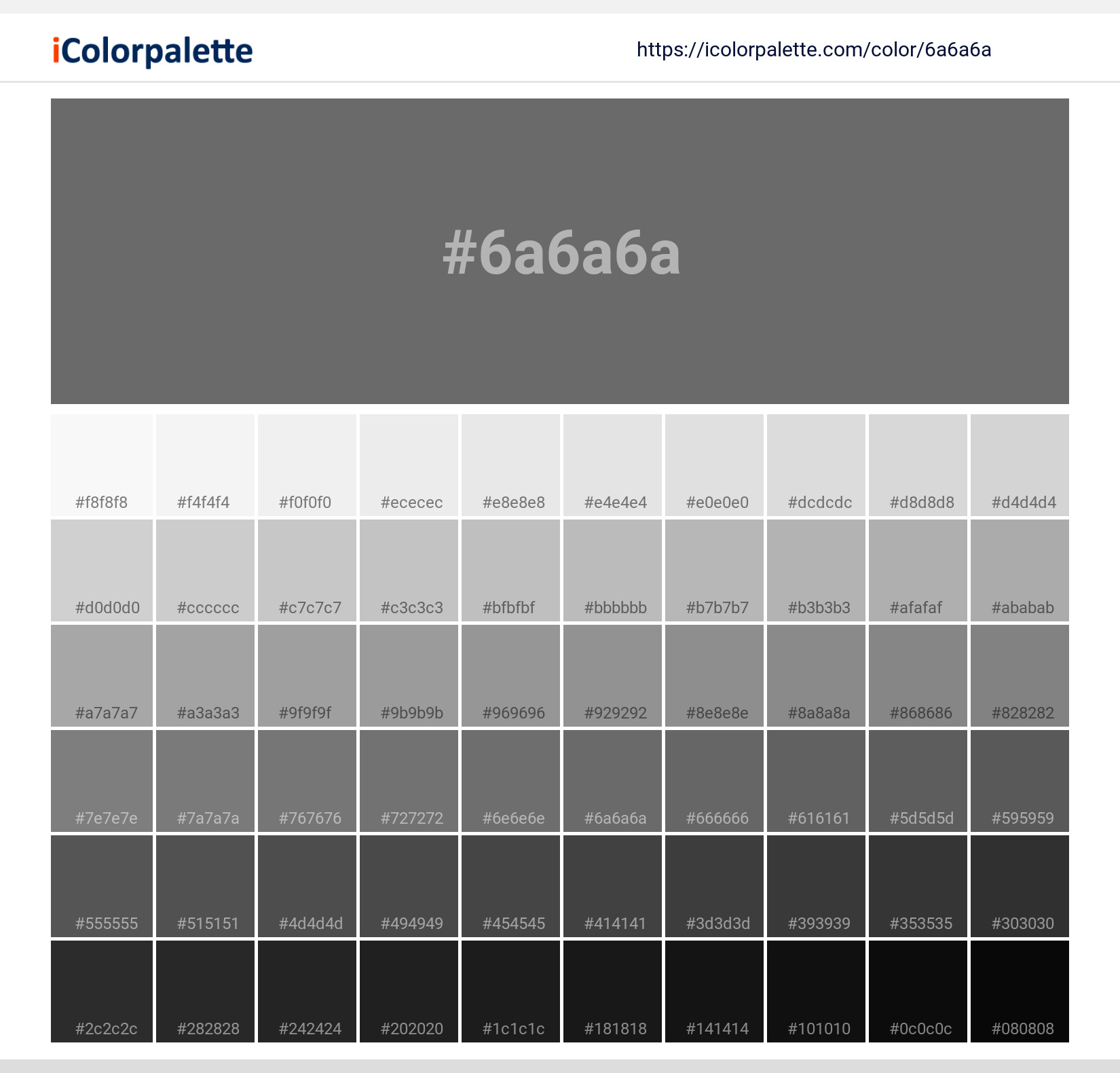 Pantone 18 0601 Tpx Charcoal Gray Color Hex Color Code 6A6A6A 