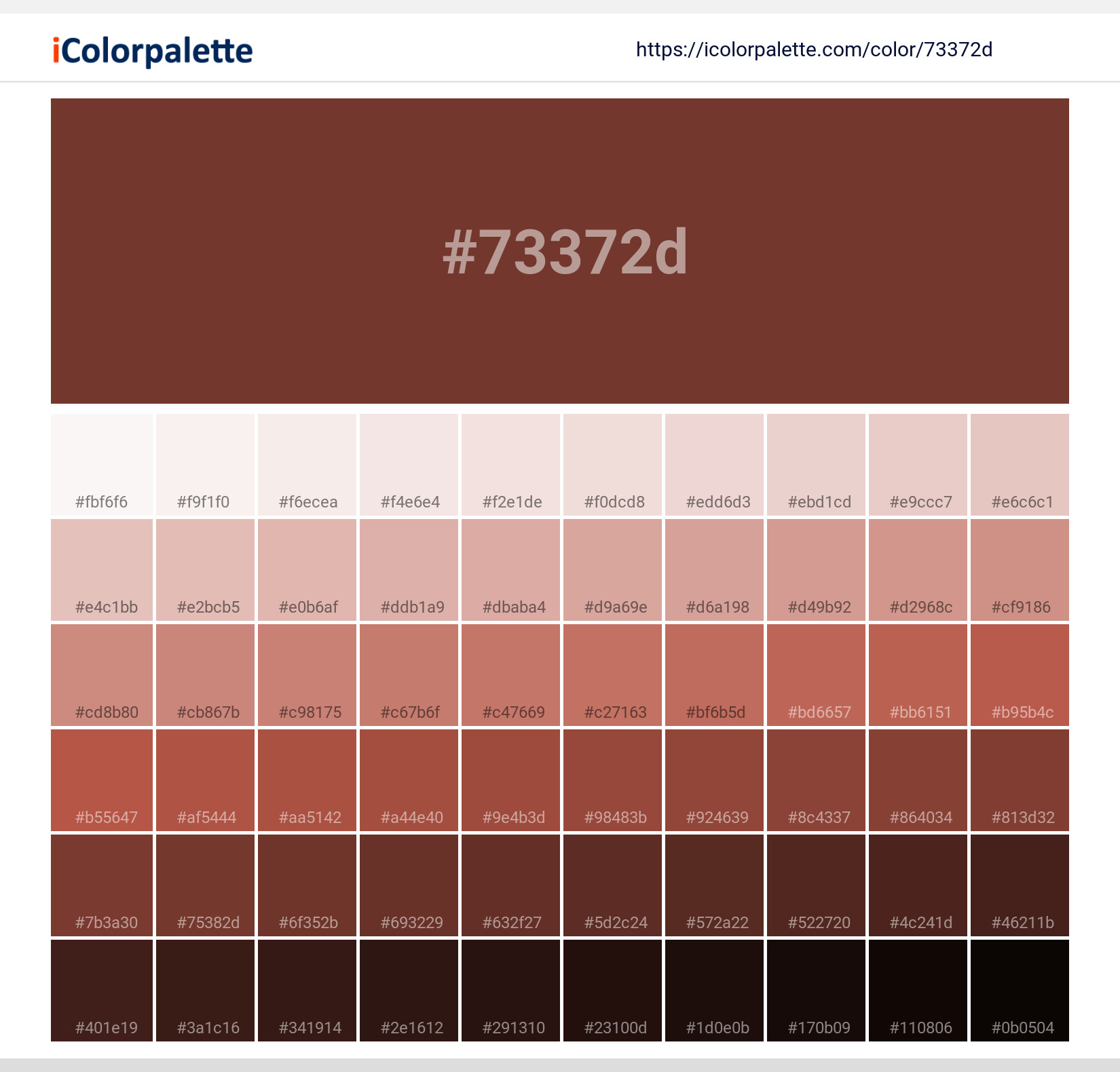 Beaten Copper Color | 73372d information | Hsl | Rgb | Pantone