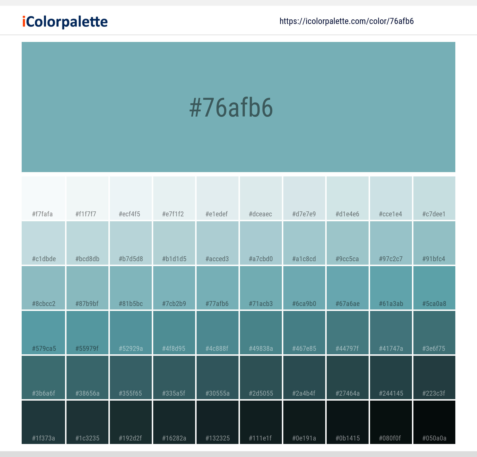 Pantone 154712 Tcx Marine Blue Color Hex color Code 76AFB6