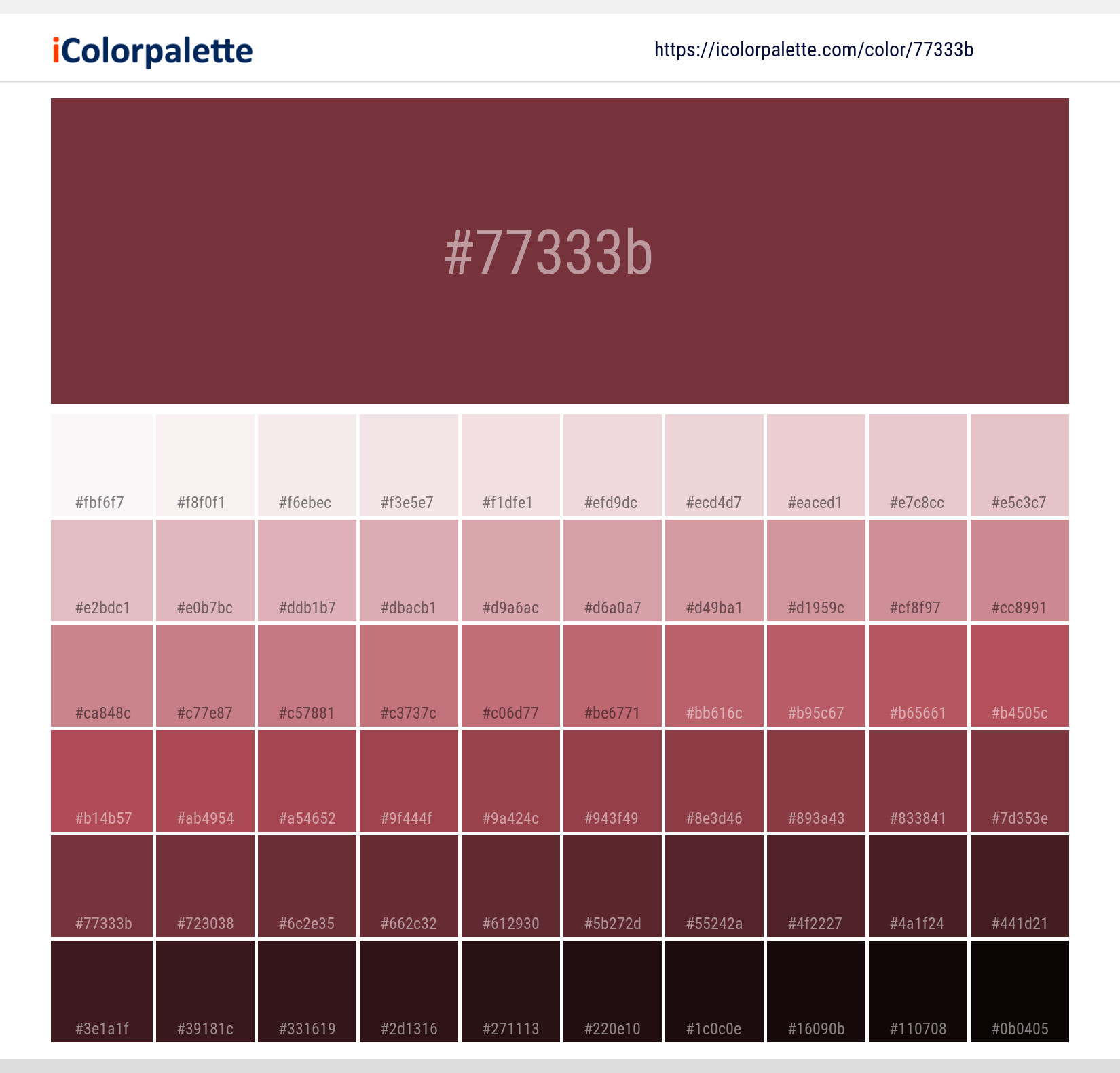 Hex Color Code 77333b Pantone 191629 Tcx Ruby Wine