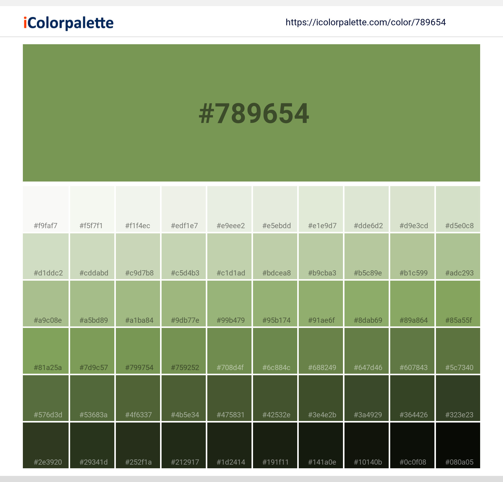 Drab Green (similar) Color | 789654 | Color conversion CMYK | Hsl | Rgb ...