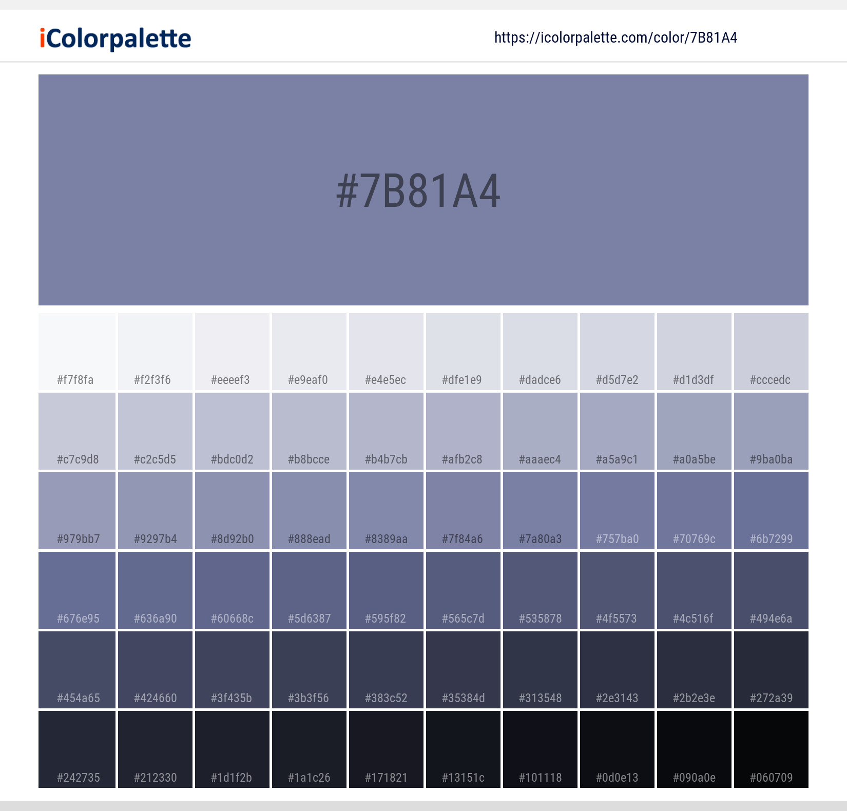 Pantone 7668 U Color | Hex color Code #7B81A4 information