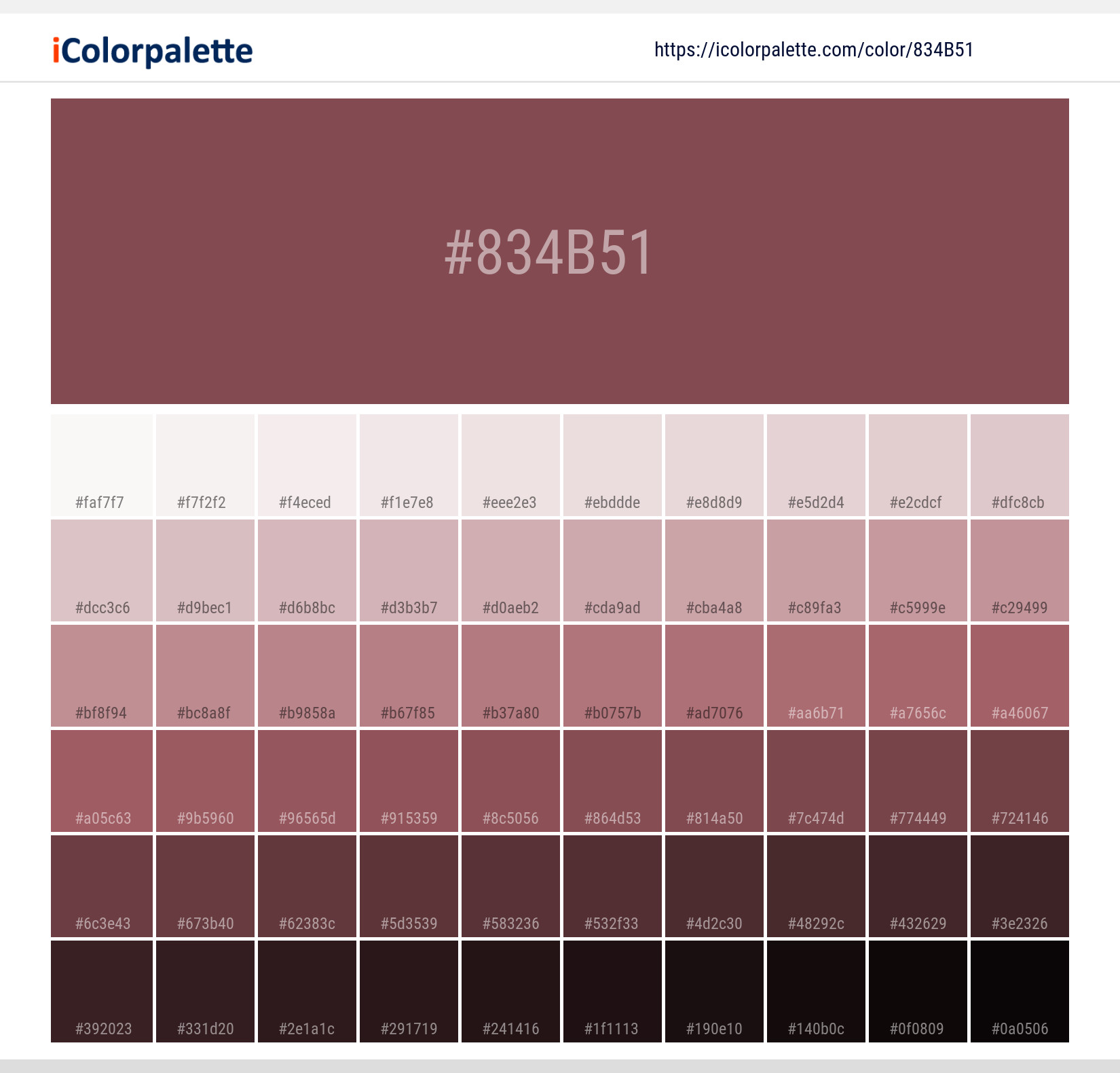 Pantone P 66-15 U Color | Hex color Code #834B51 information | Hsl ...