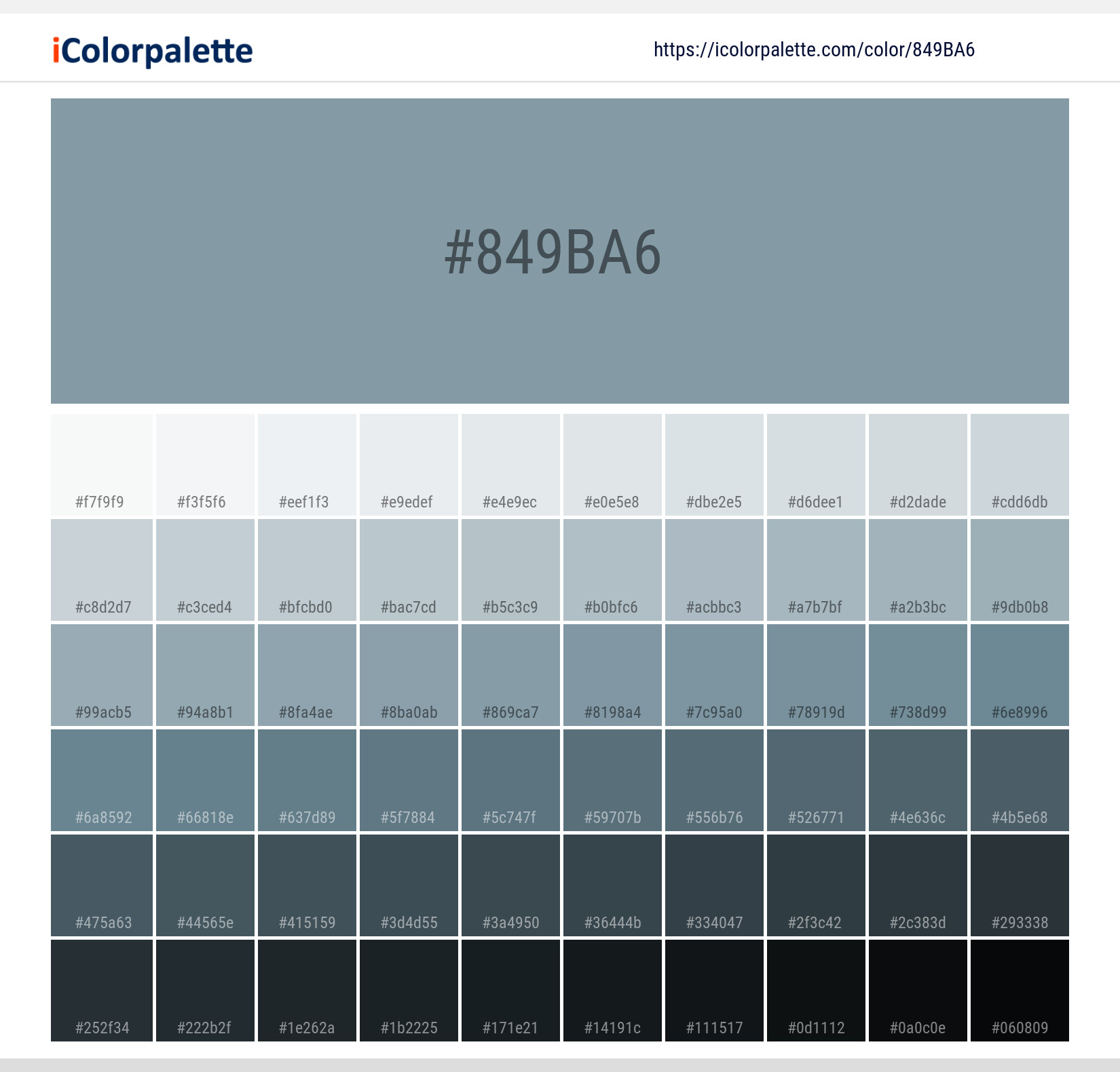 Hex Color #849ba6 | Printing Match PANTONE 16-4109 TPX | Color ...