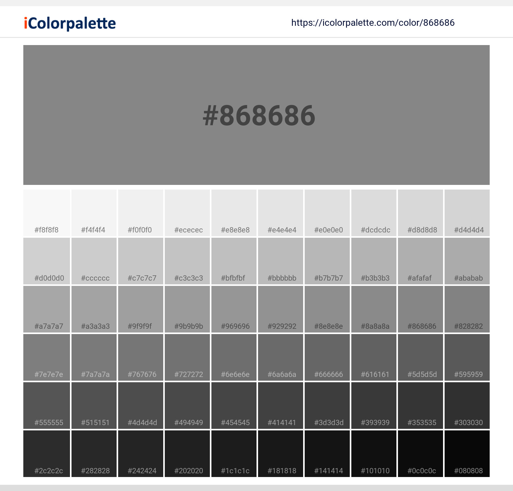 868686 Color Shades 
