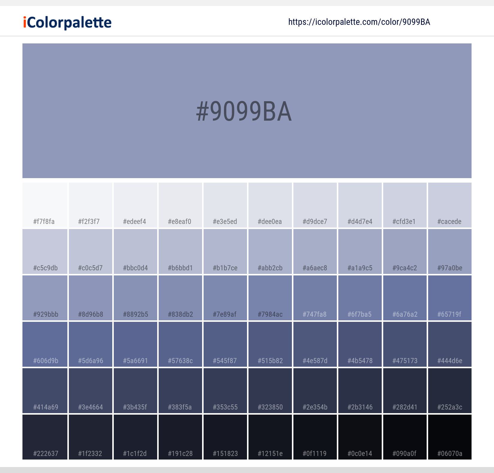 Pantone 2107 C Color | Hex color Code #9099ba information