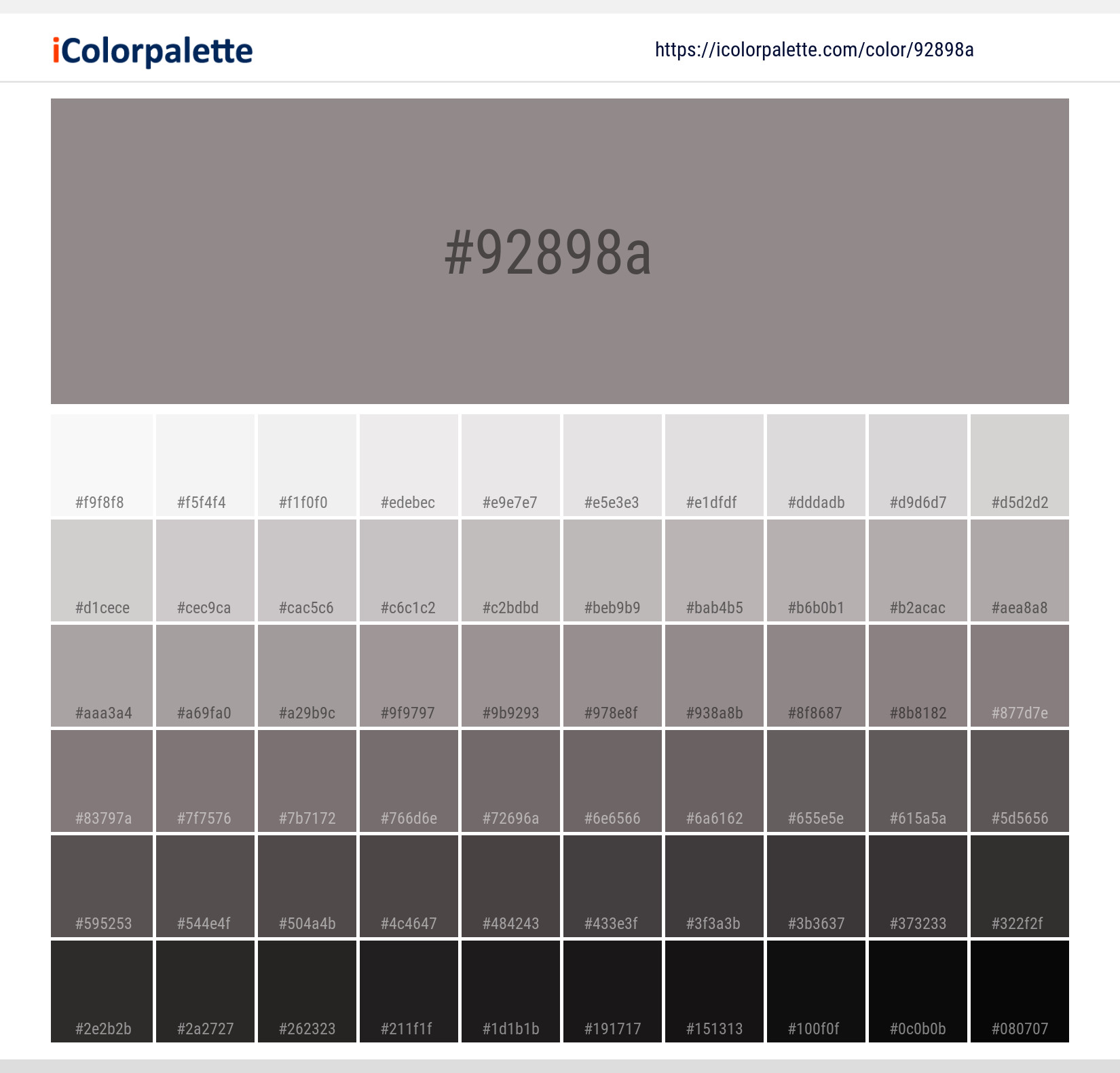 Pantone 172601 Tcx Zinc Color Hex color Code 92898A information