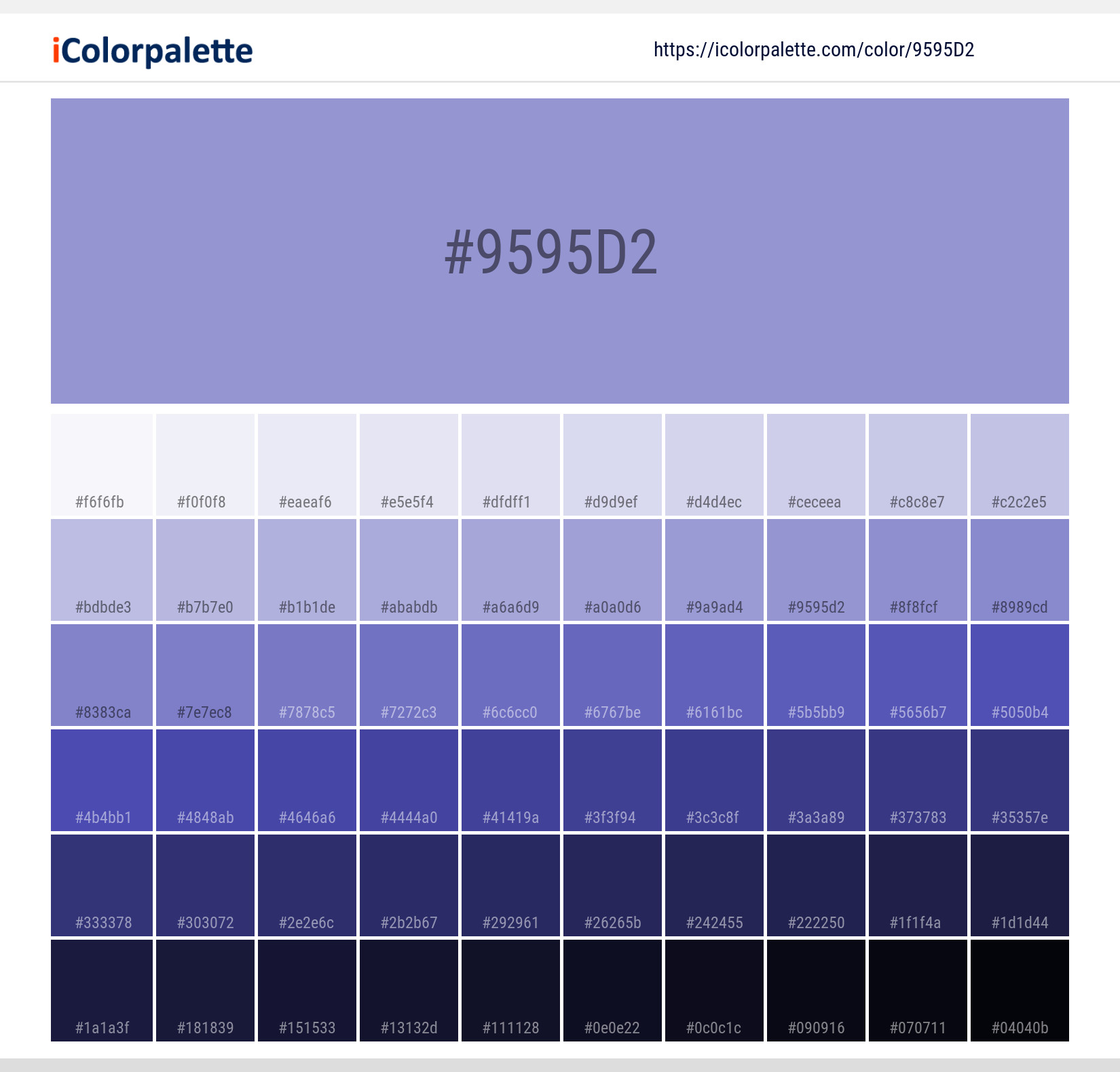 PANTONE 色見本(KIJI) Pantone 271 C Color | Hex color Code #9595d2 information