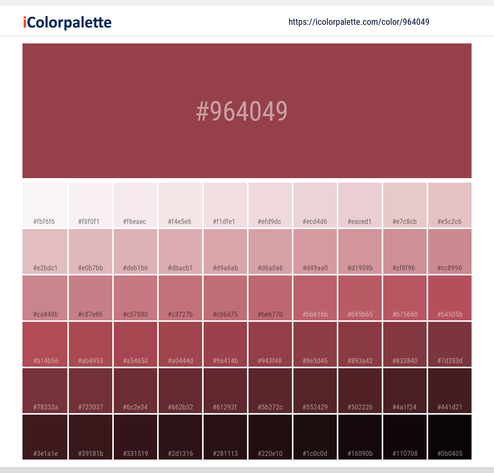 Hex Color #964049 information | Hsl | Rgb | Pantone