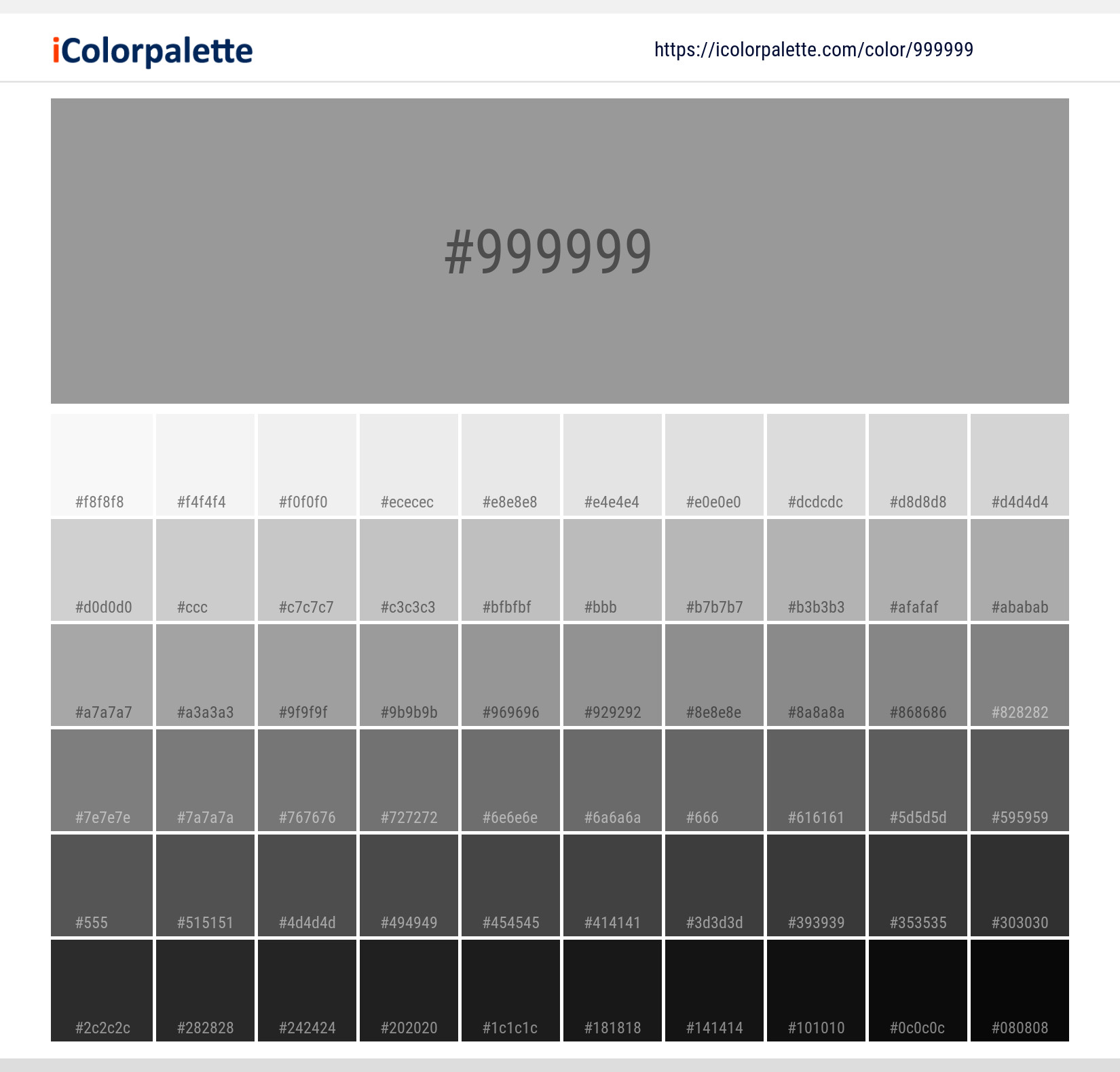 Hex Color Code 999 Dusty Gray color information Hsl