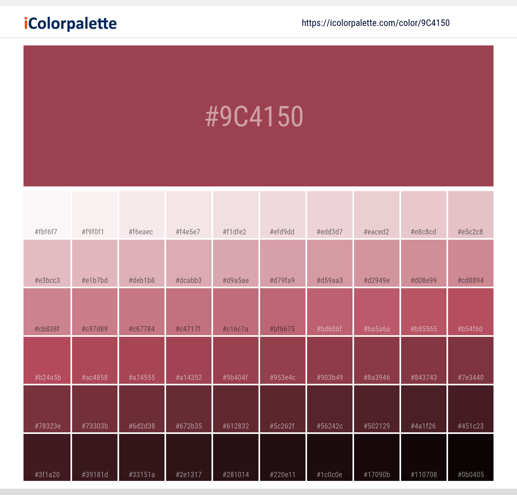 Hex Color #9c4150 | Printing Match PANTONE 19-1840 TPG | Color ...