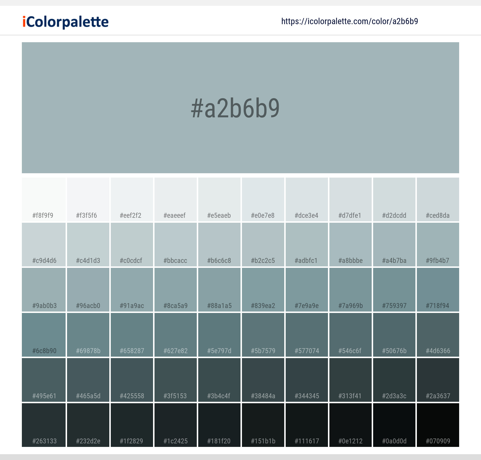 Pantone 144306 Tcx Cloud Blue Color Hex color Code A2B6B9 information Hsl Rgb Pantone