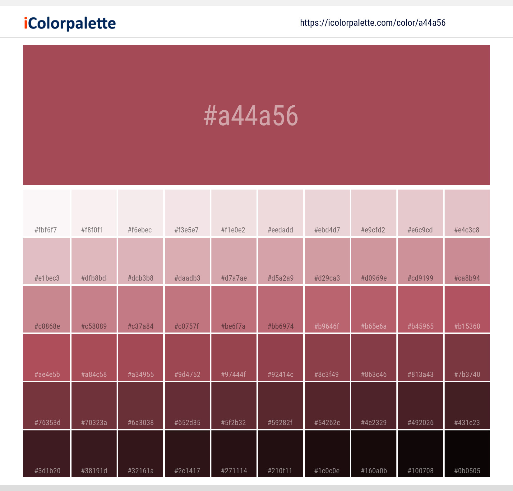 Black Pudding Color | a44a56 information | Hsl | Rgb | Pantone