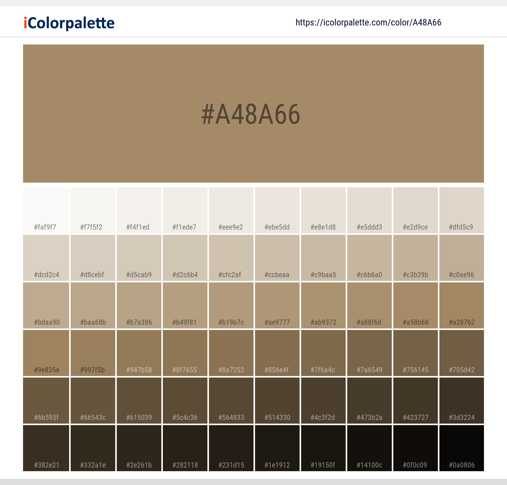 しーページ Pantone 10354 C Color | Hex color Code #A48A66 information