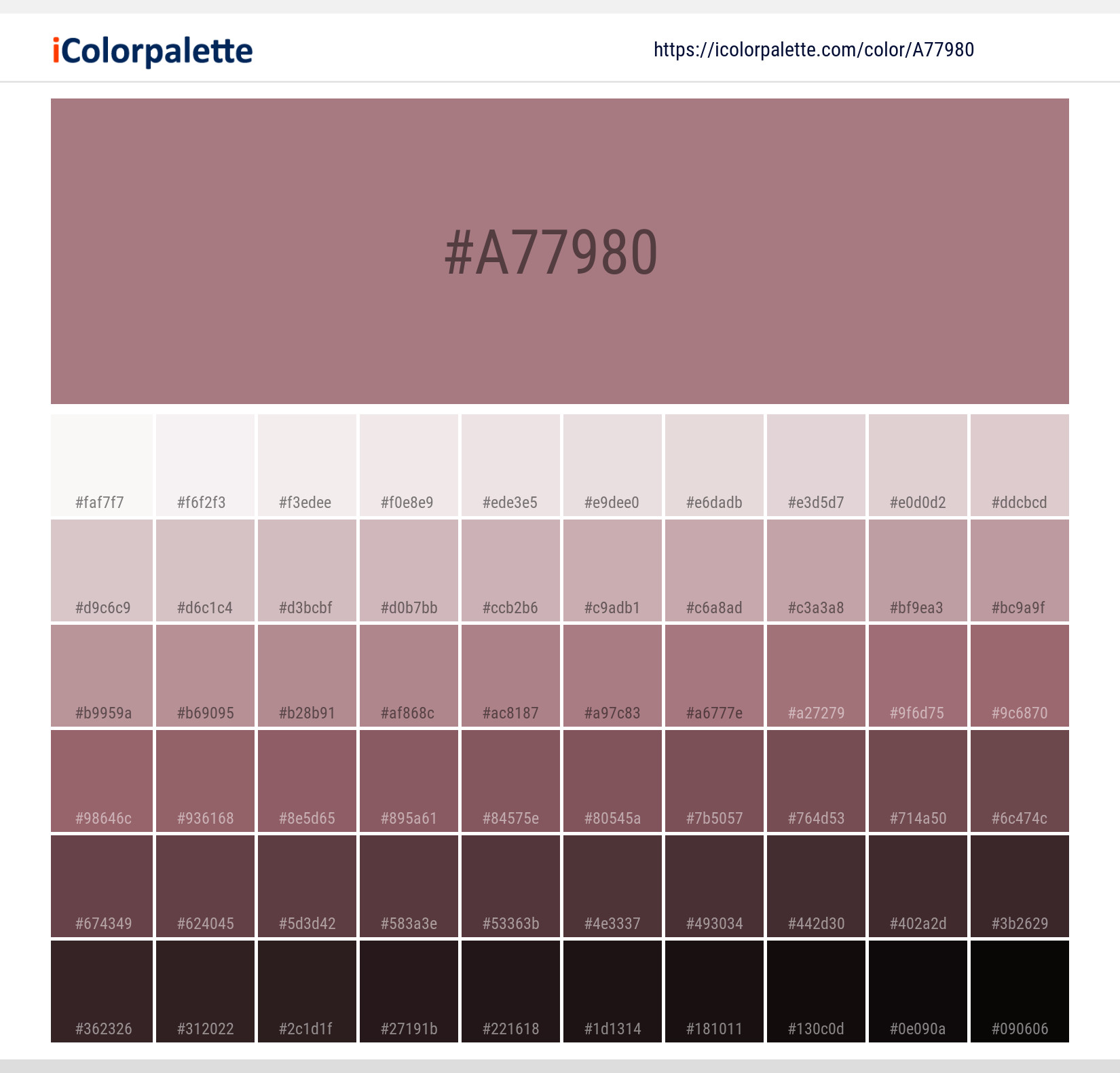 Pantone P 67-6 C Color | Hex color Code #A77980 information