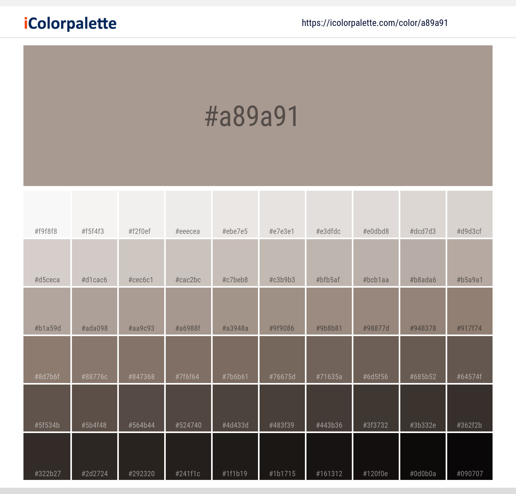 Pantone 16-0806 Tcx Goat Color | Hex color Code #a89a91