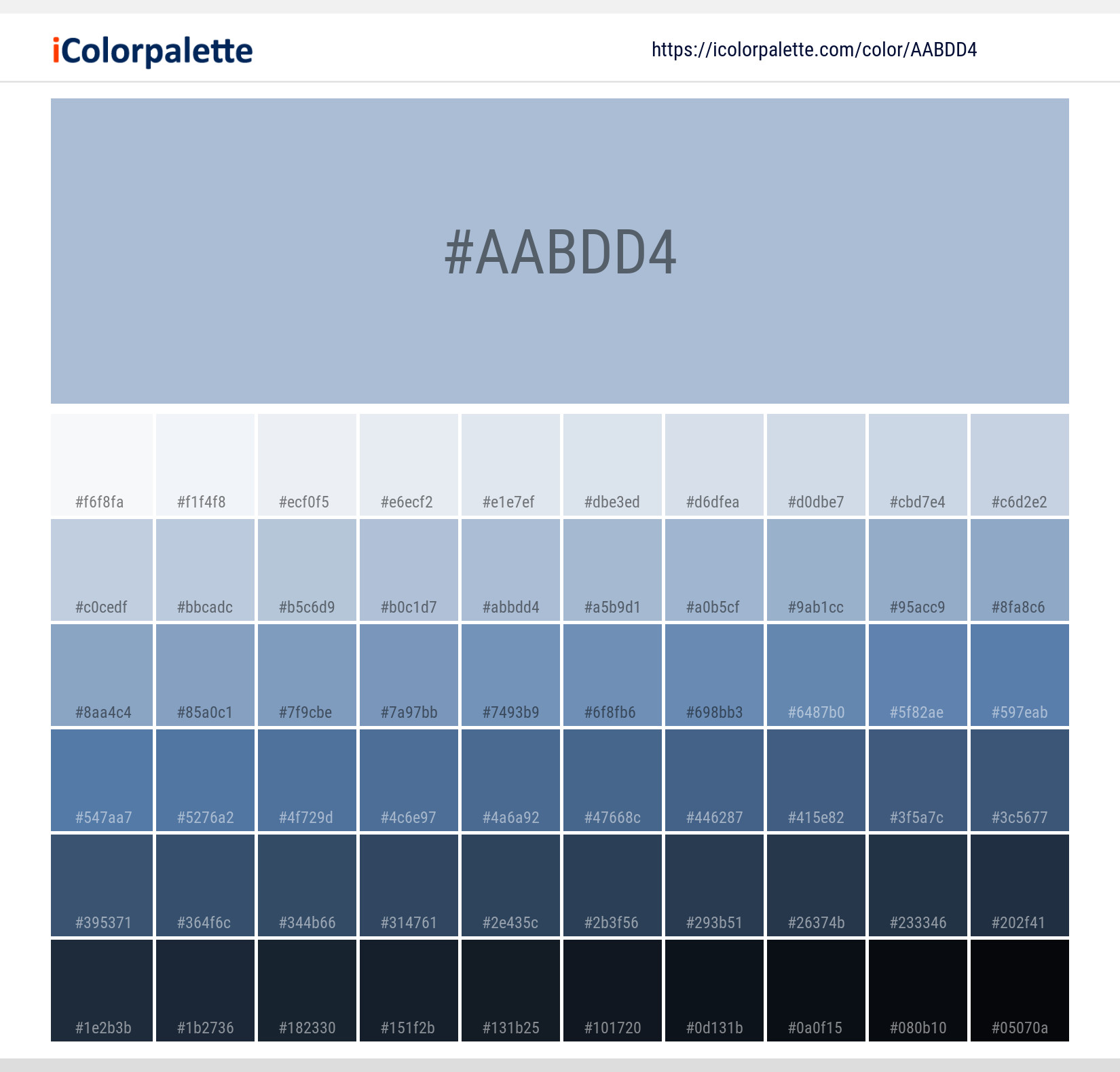 717tulip　詳細本文１４点 Pantone 14-4112 Tpg Skyway Color | Hex color Code #AABDD4