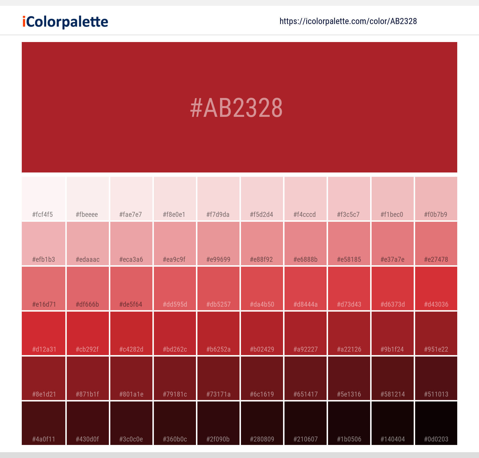 Pantone 7621 C Color | Hex color Code #AB2328 information